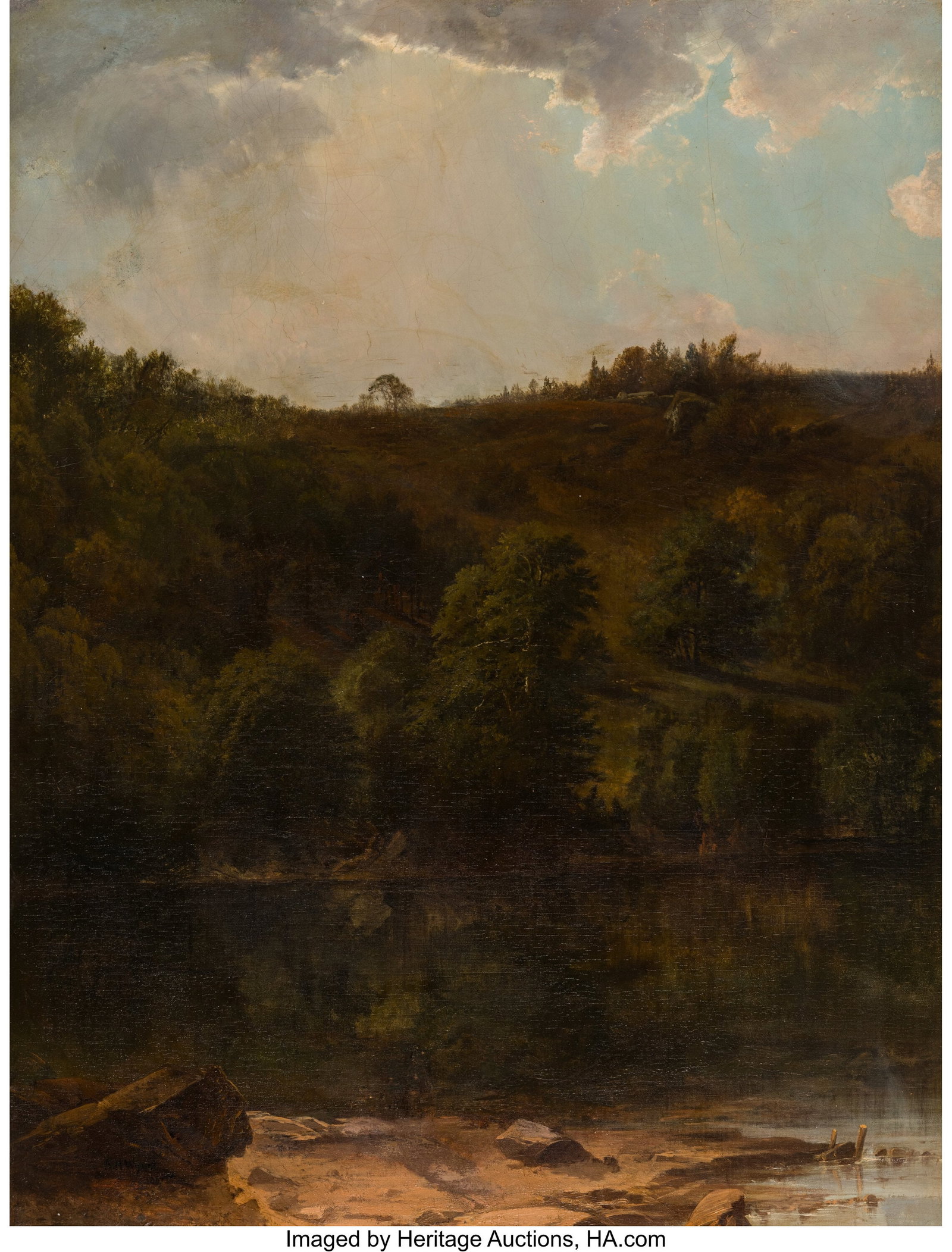 Alexander Helwig Wyant (American, 1836-1892) Lan: Alexander Helwig Wyant (American, 1836-1892) Landscape, 1857 Oil on canvas 26 x 20 inches (66.0 x 50.8 cm) Signed lower left: A. H Wyant 1857