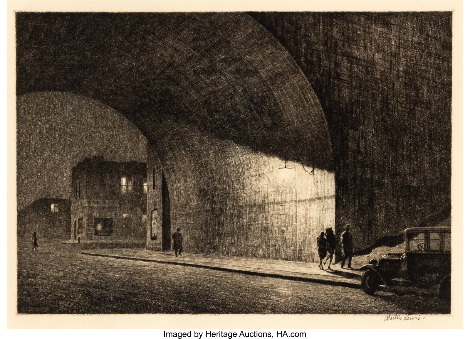 Martin Lewis (American, 1881-1962) Arch, Midnigh (1 of 3)