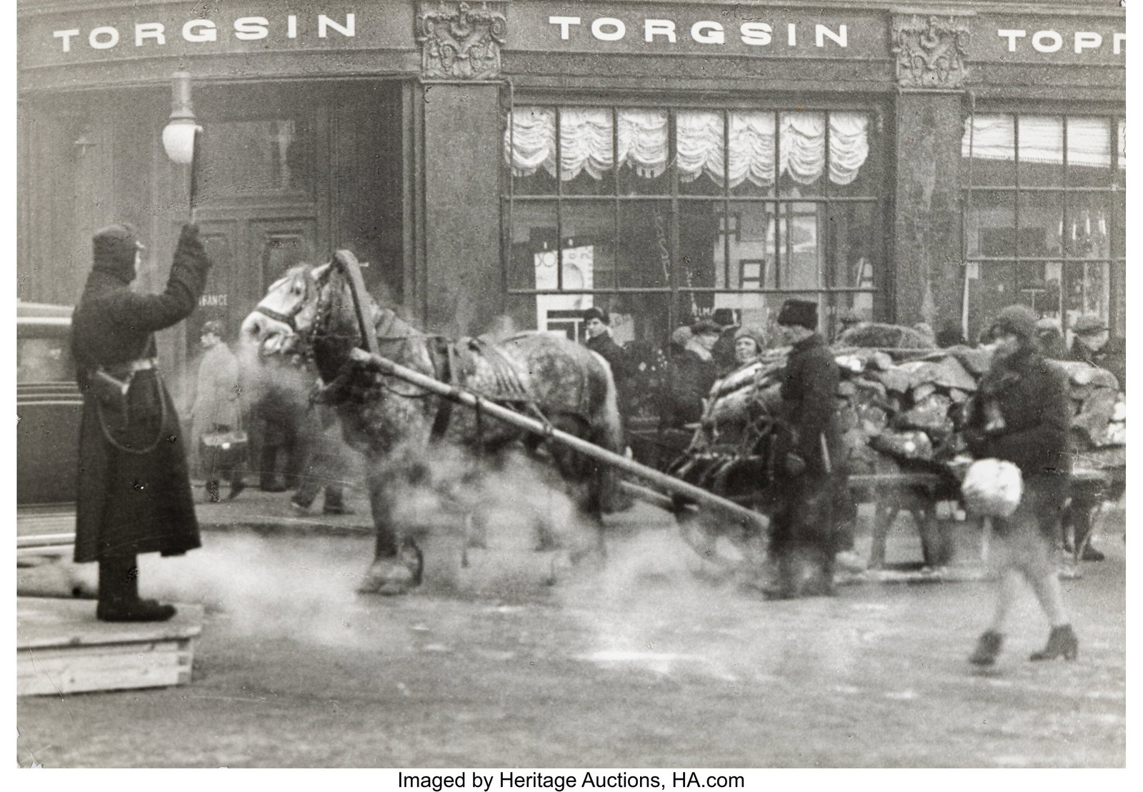 Ivan Shagin (Russian, 1904-1982) The First Traff: Ivan Shagin (Russian, 1904-1982) The First Traffic Policeman in Moscow, 1930 Gelatin silver print, printed later 9-1/8 x 13 inches (23.2 x 33.0 cm&rp