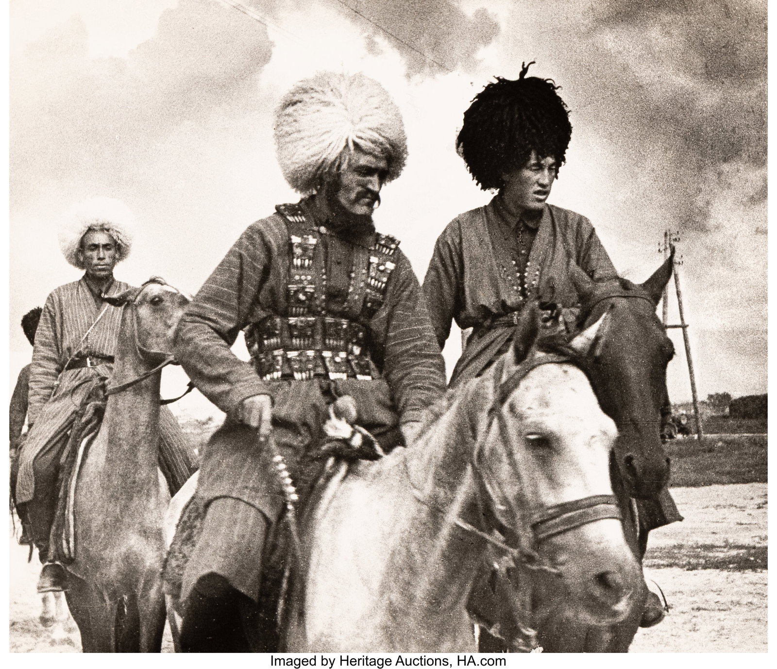 Ivan Shagin (Russian, 1904-1982) Horsemen Racing: Ivan Shagin (Russian, 1904-1982) Horsemen Racing from Ashkabad to Moscow (2 works), 1935 Gelatin silver prints, printed later 9-7/8 x 11-1/2 inches (