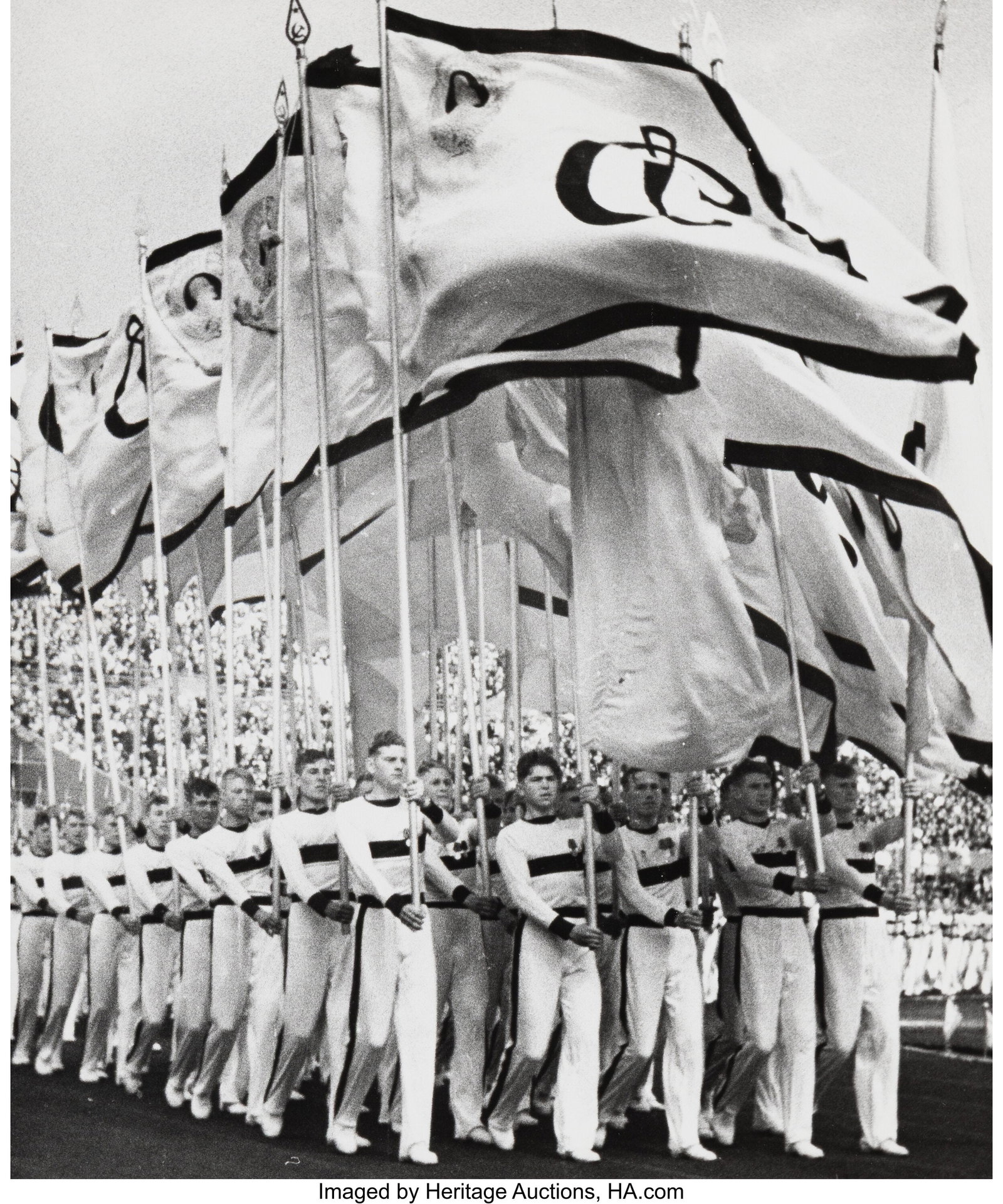 Mikhail Grachev (Russian, 1913-2003) Gymnastic P: Mikhail Grachev (Russian, 1913-2003) Gymnastic Parade (Supporting the fulfillment of the new five year plan) circa 1950s (2 works) Gelatin silver prints, prin