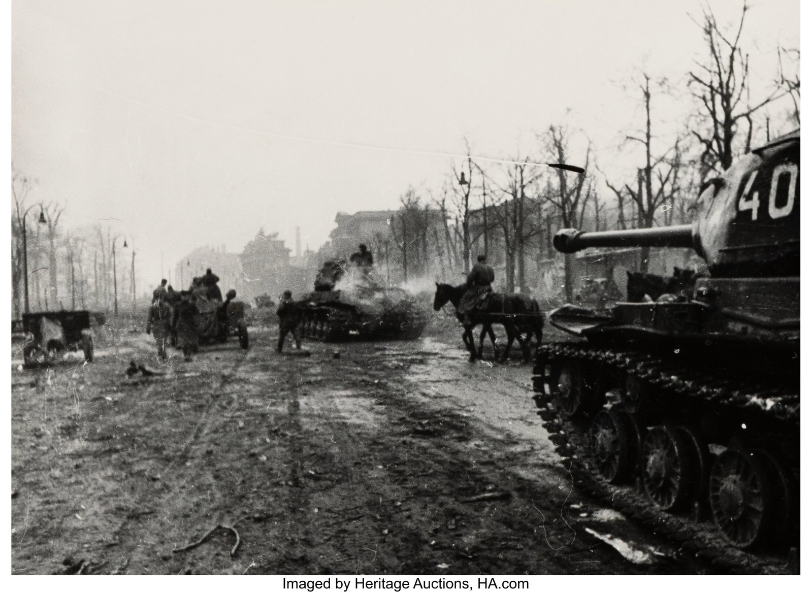 Yevgeni Khaldei (Russian, 1917-1997) Russian Tan: Yevgeni Khaldei (Russian, 1917-1997) Russian Tanks on the Streets, Berlin, 1945 Gelatin silver print, printed 1950s 5 x 7 inches (12.7 x 17.8 cm&rp