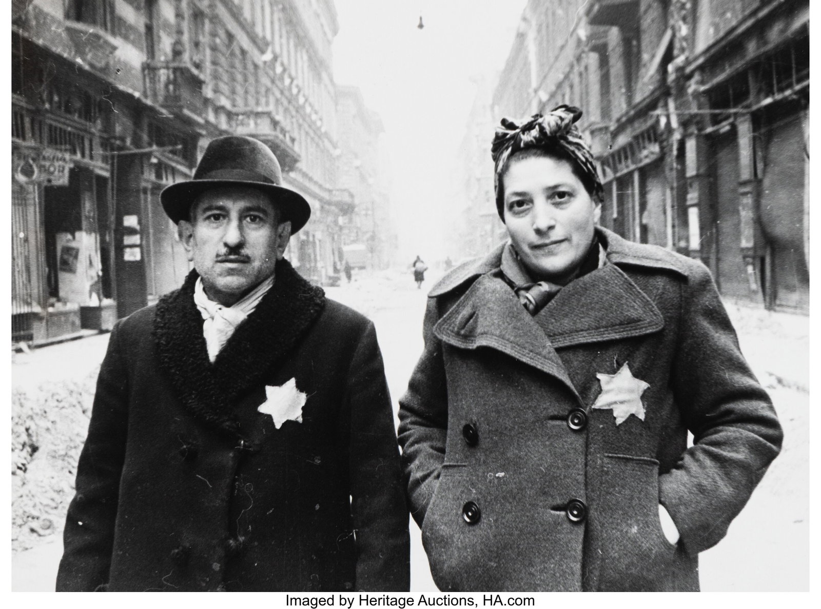 Yevgeni Khaldei (Russian, 1917-1997) Couple Wear: Yevgeni Khaldei (Russian, 1917-1997) Couple Wearing the Star of David, Budapest, 1944 Gelatin silver print, printed 1970s 8-1/2 x 11-1/2 inches (21&perio