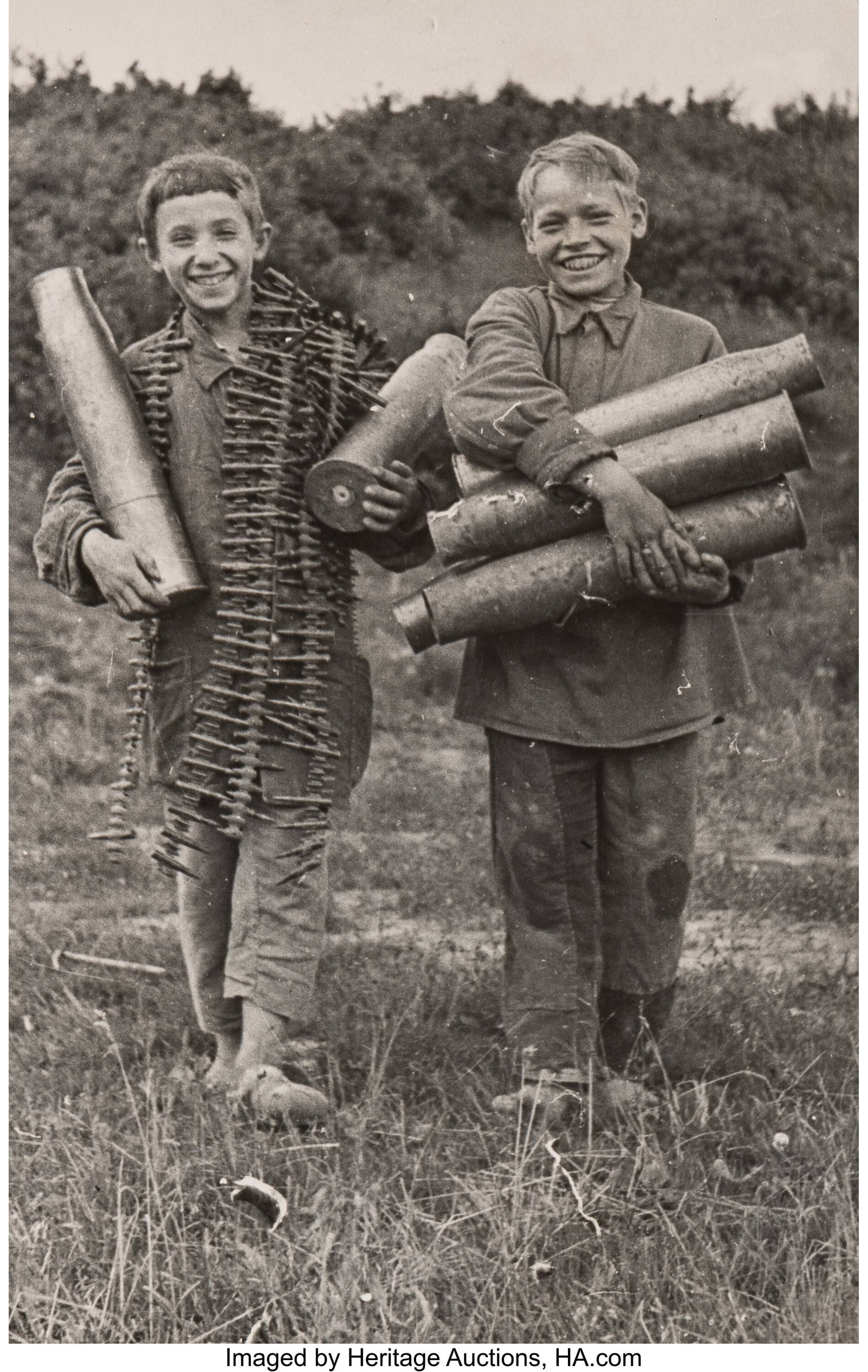 Ivan Shagin (Russian, 1904-1982) Boys Gathering : Ivan Shagin (Russian, 1904-1982) Boys Gathering Expended Ammunition, 1943 Gelatin silver print, printed later 8-5/8 x 5-3/8 inches (22.0 x 13.6 c