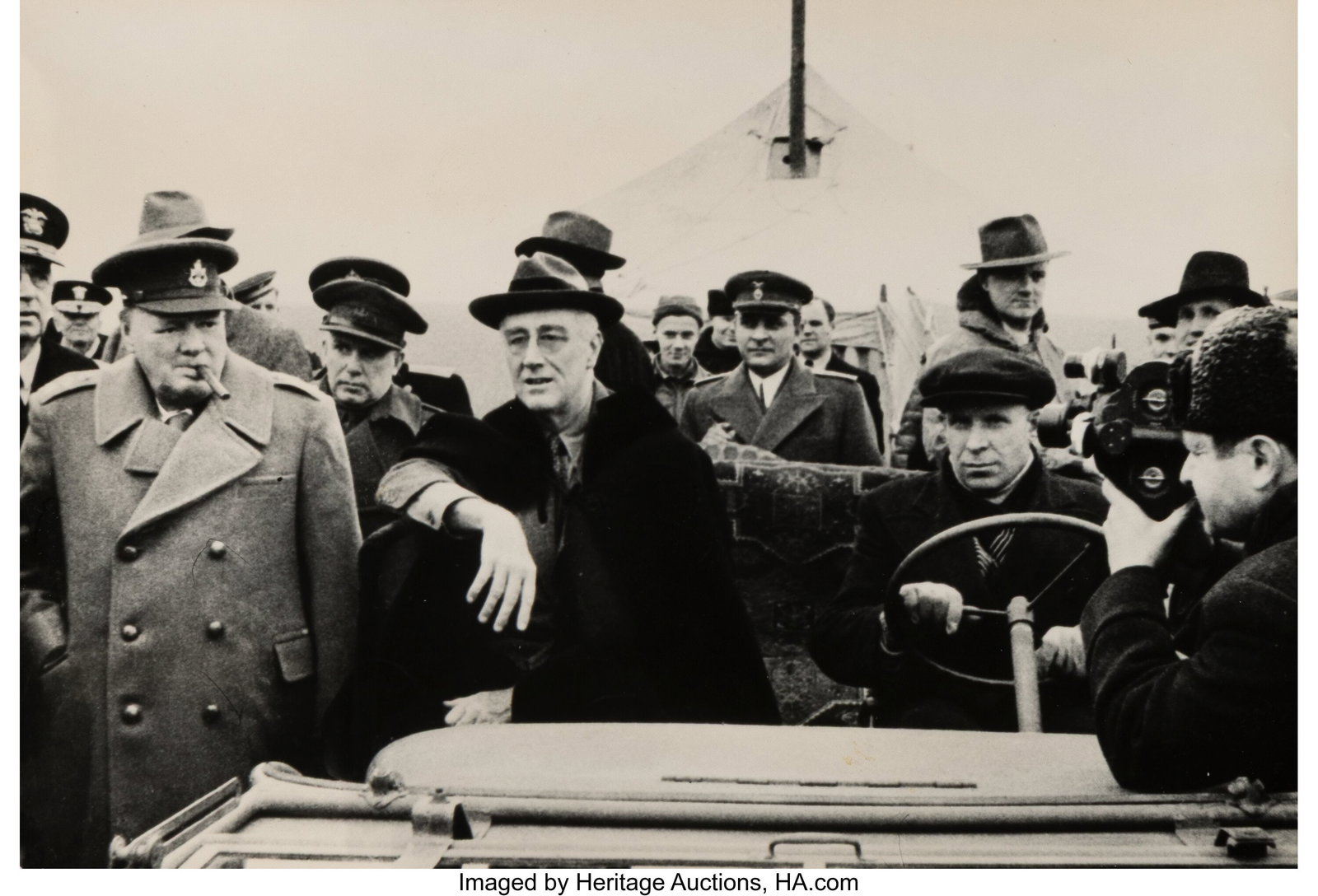 Yevgeni Khaldei (Russian, 1917-1997) Franklin Ro: Yevgeni Khaldei (Russian, 1917-1997) Franklin Roosevelt and Winston Churchill being photographed by Khaldei at Yalta; Truman, Stalin and Churchill, Potsdam (2 wor