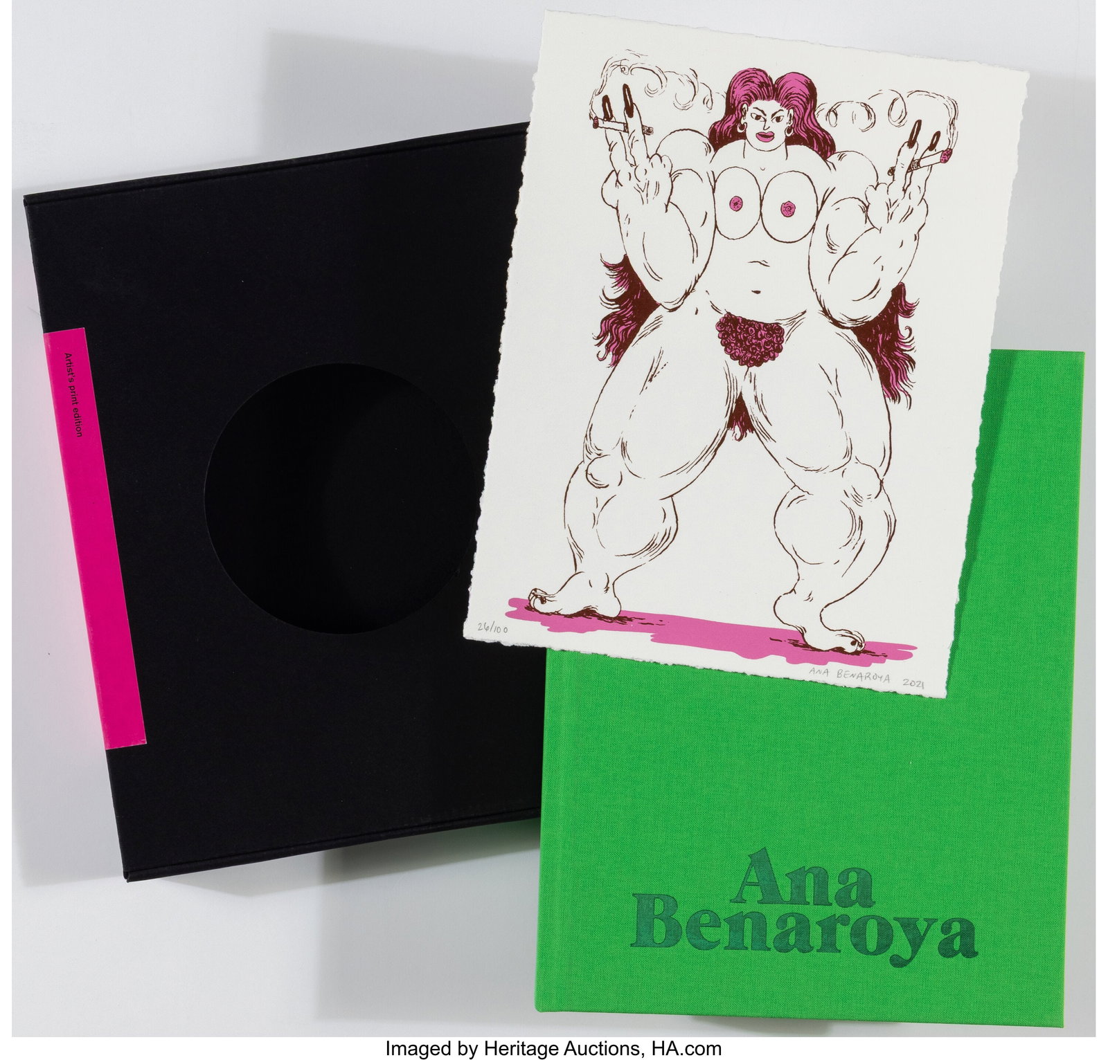 Ana Benaroya (b. 1986) Double Trouble with The S: Ana Benaroya (b. 1986) Double Trouble with The Softest Place on Earth Monograph, 2021 Two-color screenprint on Coventry Rag paper with hardcover monograph 10-1/2 x