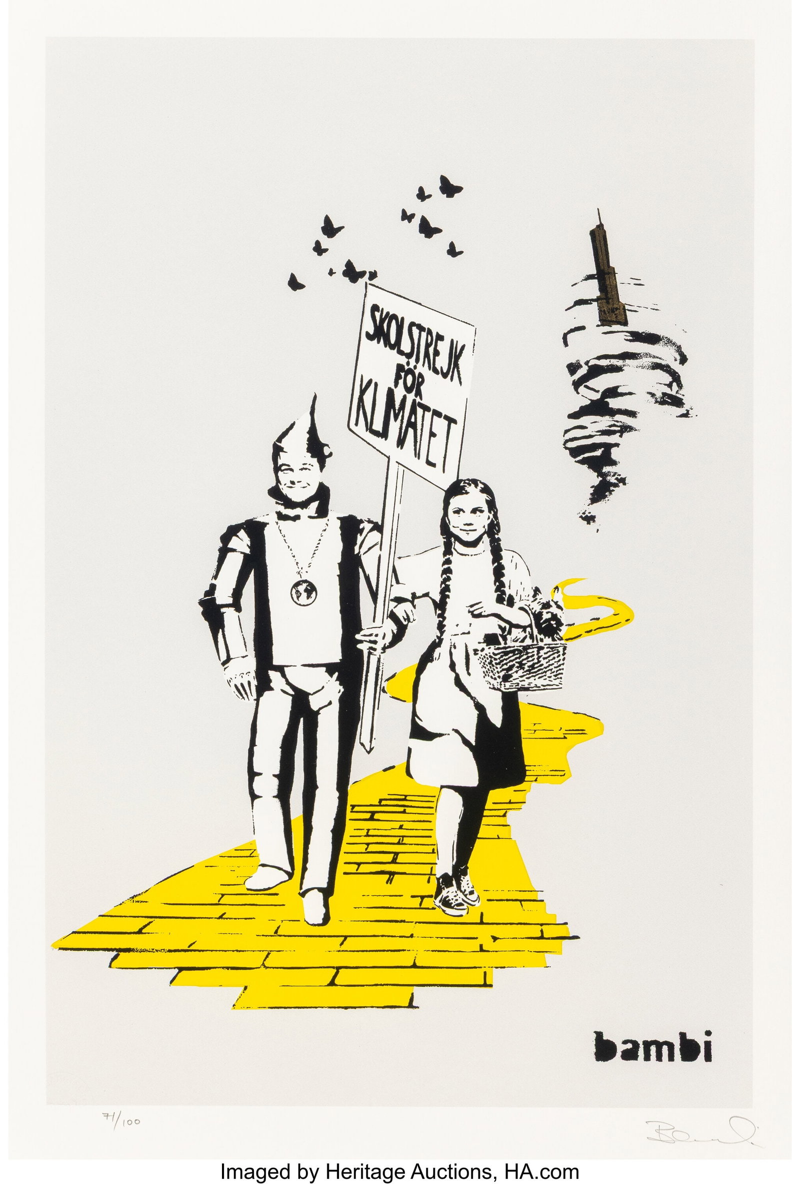 BAMBI (20th Century) There's No Place Like Home,: BAMBI (20th Century) There's No Place Like Home, 2020 Screenprint in colors with hand-applied gold leaf on wove paper 22 x 14-7/8 inches (56 x 38 cm) (sheet)