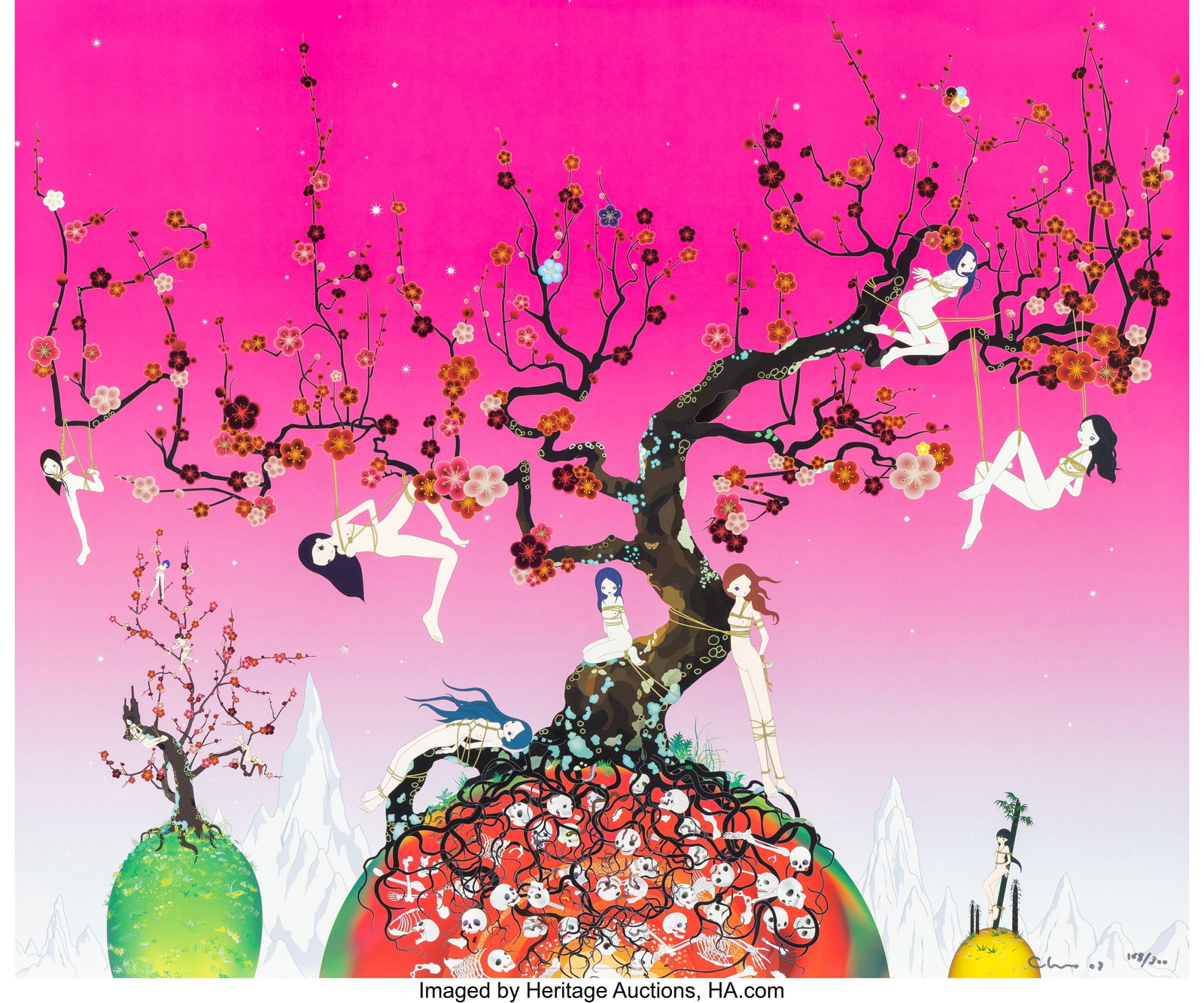 Chiho Aoshima (b. 1974) Japanese Apricot 6, 2008: Chiho Aoshima (b. 1974) Japanese Apricot 6, 2008 Offset lithograph in colors on smooth wove paper 26-3/4 x 32 inches (67.9 x 81.3 cm) (sheet&rpa