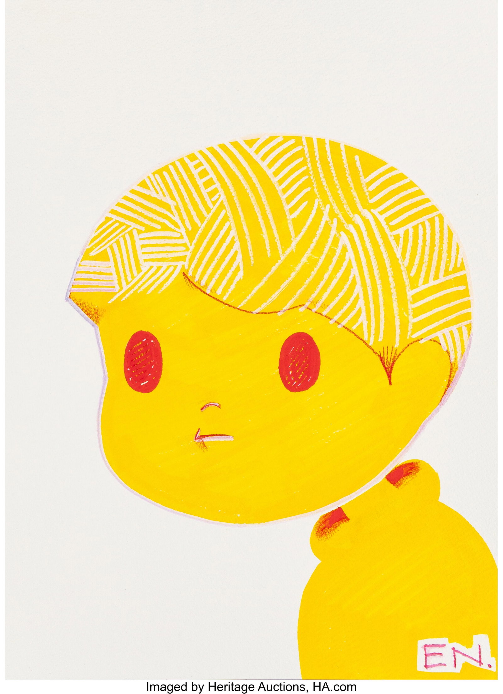 En Iwamura (b. 1988) No Title, 2019 Acrylic on w: En Iwamura (b. 1988) No Title, 2019 Acrylic on wove paper 13-1/4 x 9-1/2 inches (33.7 x 24.1 cm) (sheet) Signed, titled, an