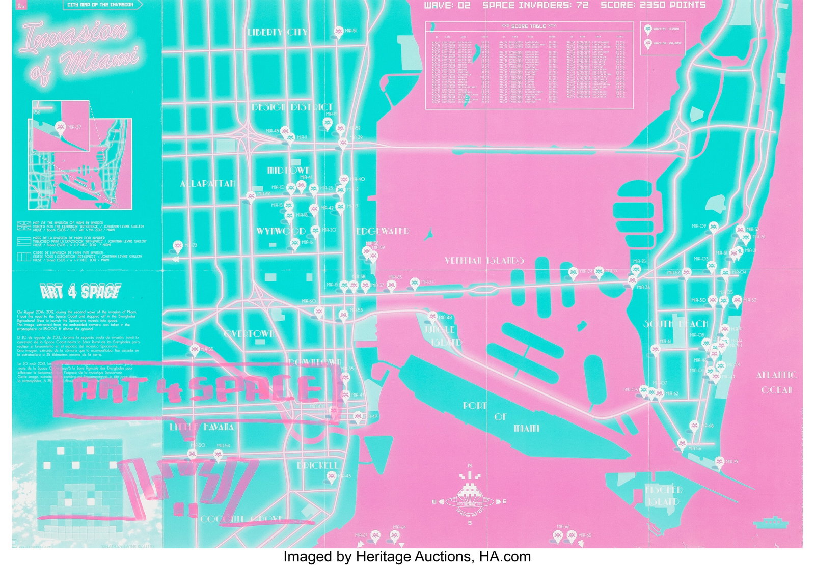 Invader (b. 1969) Invasion of Miami Map #23, Wav (1 of 3)
