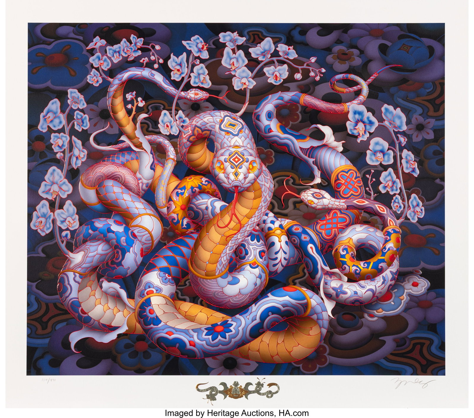 James Jean (b. 1979) Year Of The Snake, 2025 Gic: James Jean (b. 1979) Year Of The Snake, 2025 Giclée print in colors and embossment on Archival Cotton Rag paper 21-5/8 x 24-1/2 inches (54.9 x 62&peri