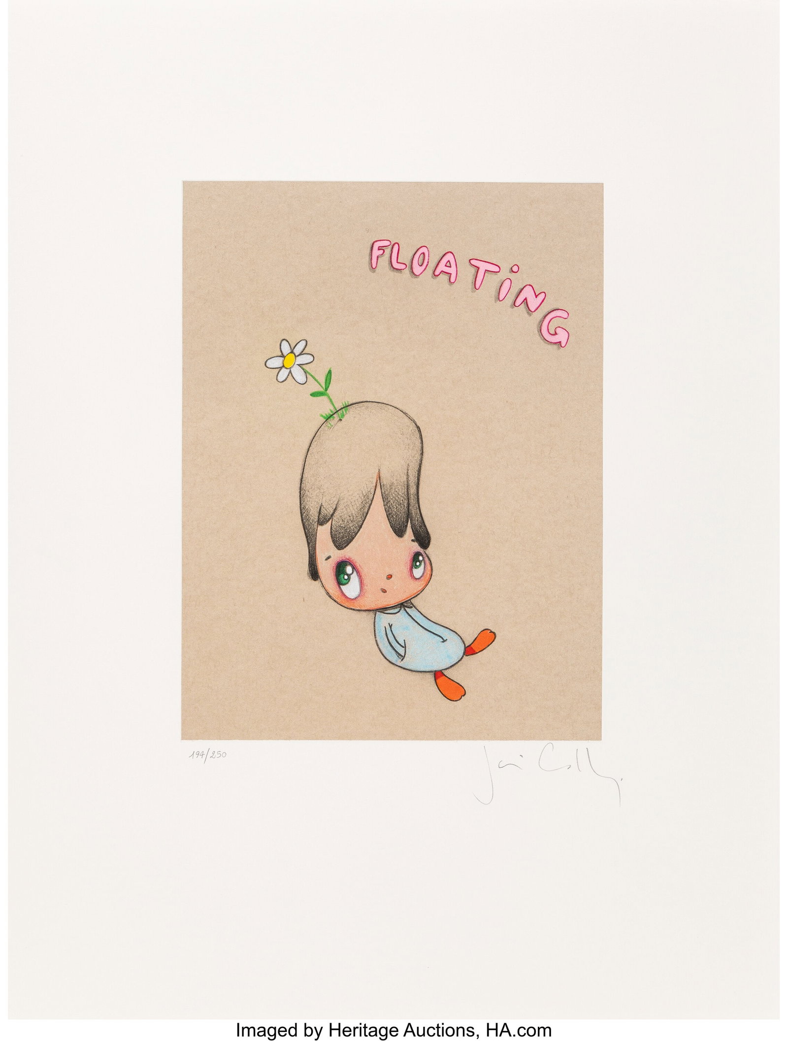 Javier Calleja (b. 1971) Floating, 2024 Photopol: Javier Calleja (b. 1971) Floating, 2024 Photopolymer etching and digital print with hand-coloring on Shin Inbe paper mounted to Fabriano Tiepolo paper 22 x 16-7/8 inches &lp