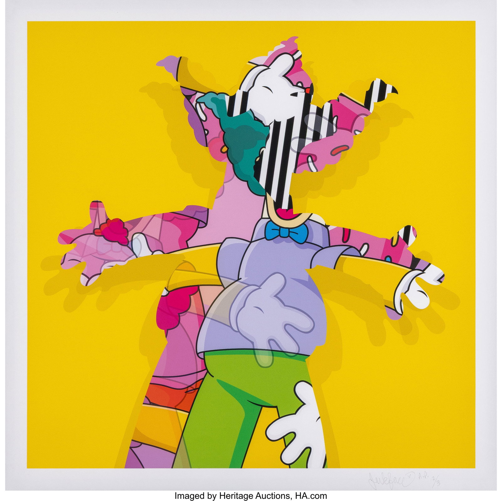 Jerkface (b. 1982) Ovaltine (Yellow), 2018 Giclée print in colors on paper: Jerkface (b. 1982) Ovaltine (Yellow), 2018 Giclée print in colors on paper 24 x 24 inches (61.0 x 61.0 cm) (sheet) A.P. 2/3 (alongside an edition of 10) Signed and numbered in pencil to lower right P