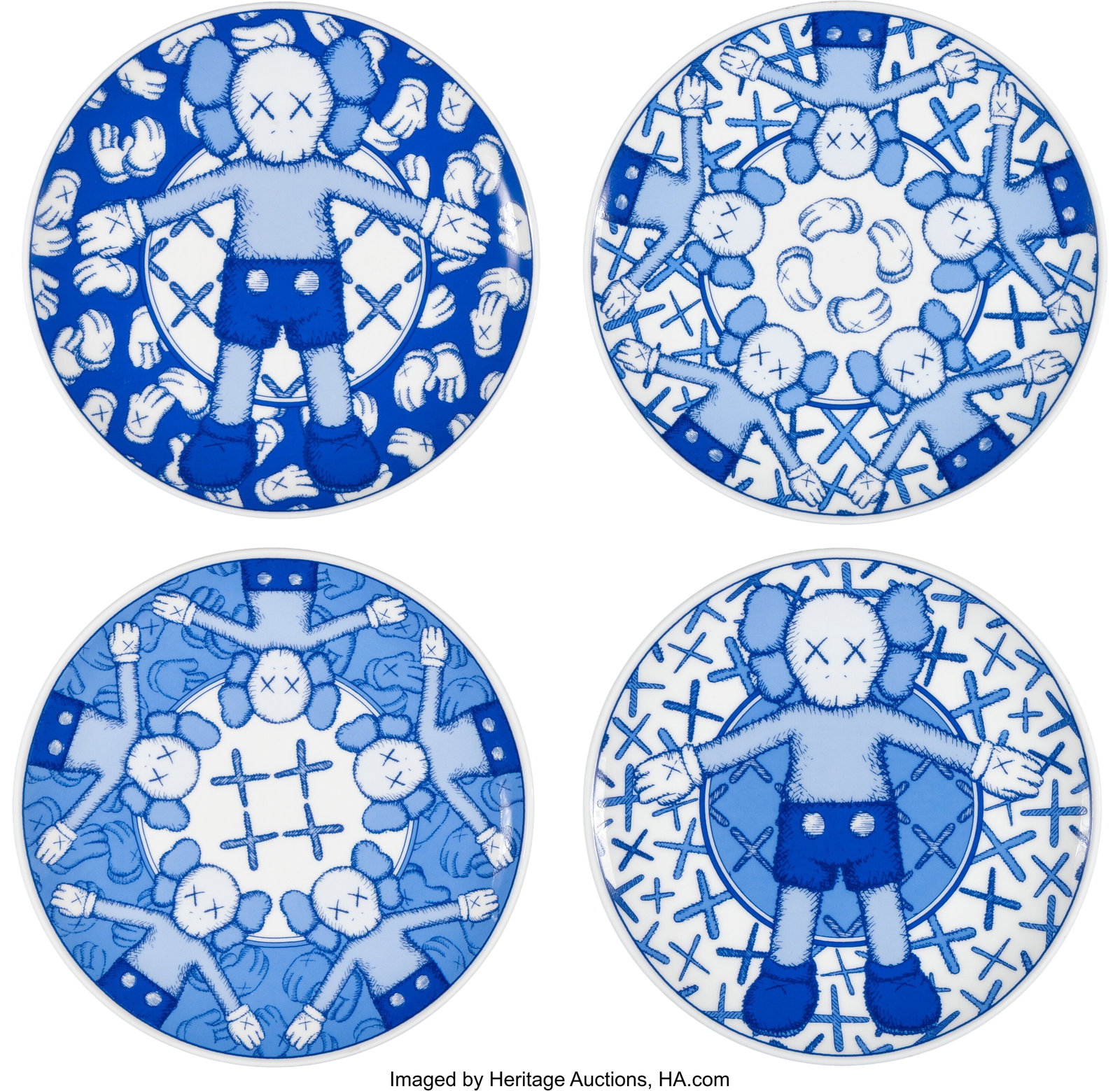 KAWS (b. 1974) Holiday: Taipei (set of 4), 2019 : KAWS (b. 1974) Holiday: Taipei (set of 4), 2019 Ceramic plate set 6 inches (15.2 cm) (diam., each) Ed. 110/200