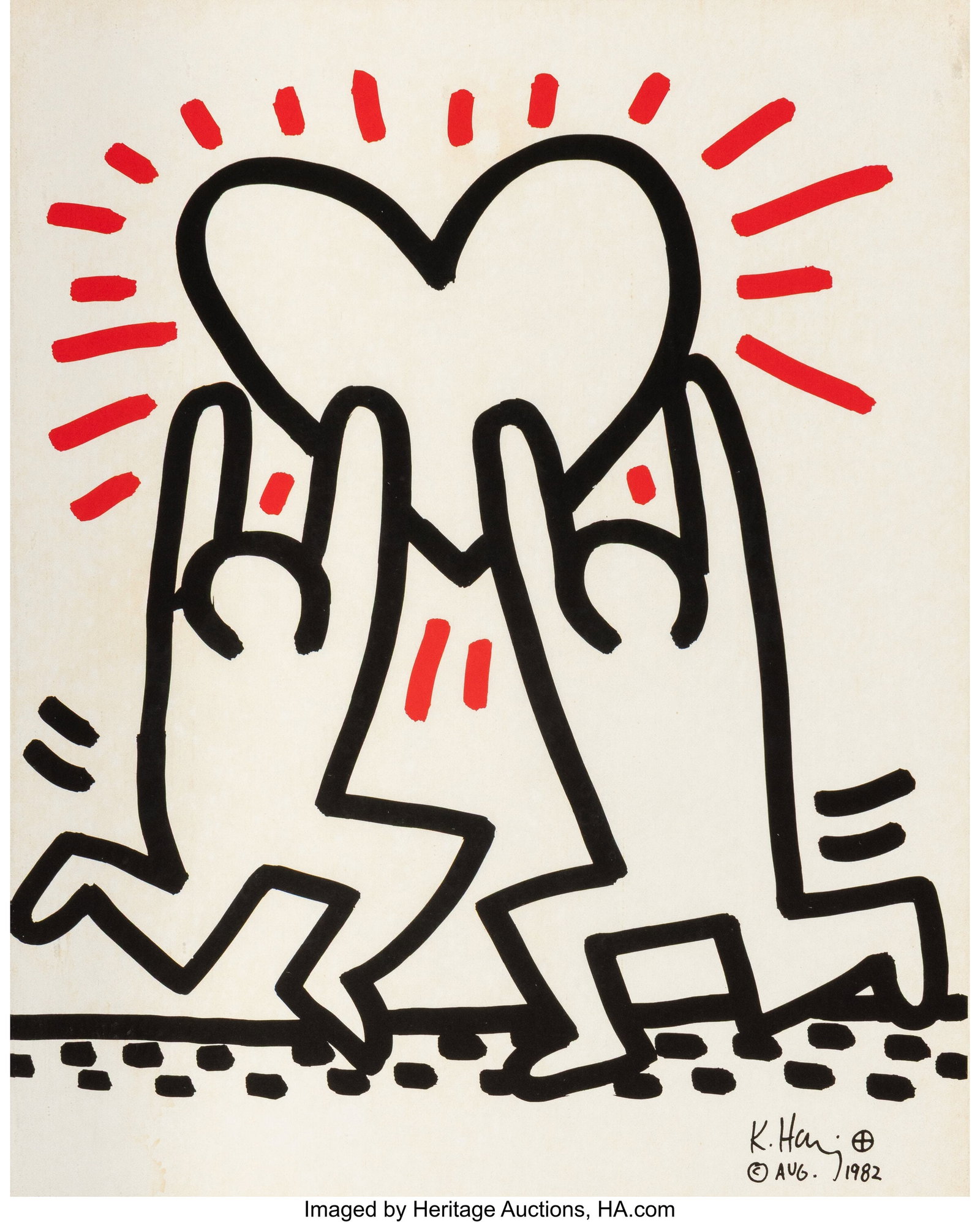 Keith Haring (1958-1990) Bayer Suite 1, 1982 Off: Keith Haring (1958-1990) Bayer Suite 1, 1982 Offset lithograph in colors on transparent paper 11-3/4 x 9-3/8 inches (29.8 x 23.8 cm) (sheet) E