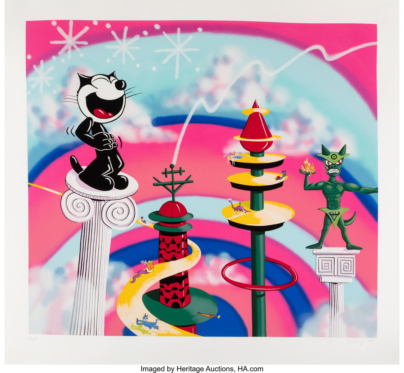 Kenny Scharf (b. 1958) Felix on a Pedestal, 1988 (1 of 2)