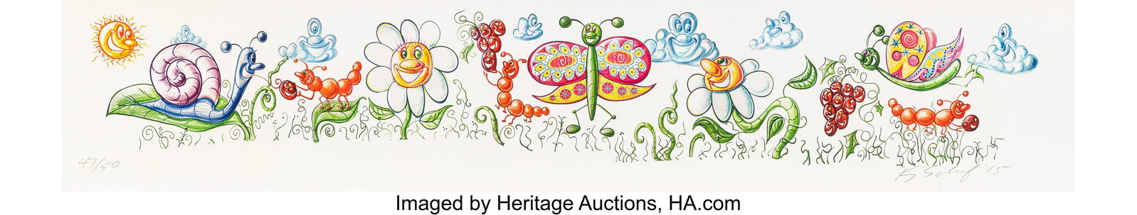 Kenny Scharf (b. 1958) Untitled (Garden), 2015 S: Kenny Scharf (b. 1958) Untitled (Garden), 2015 Screenprint in colors on wove paper 8 x 41 inches (20.3 x 104.1 cm) (sheet) Ed.