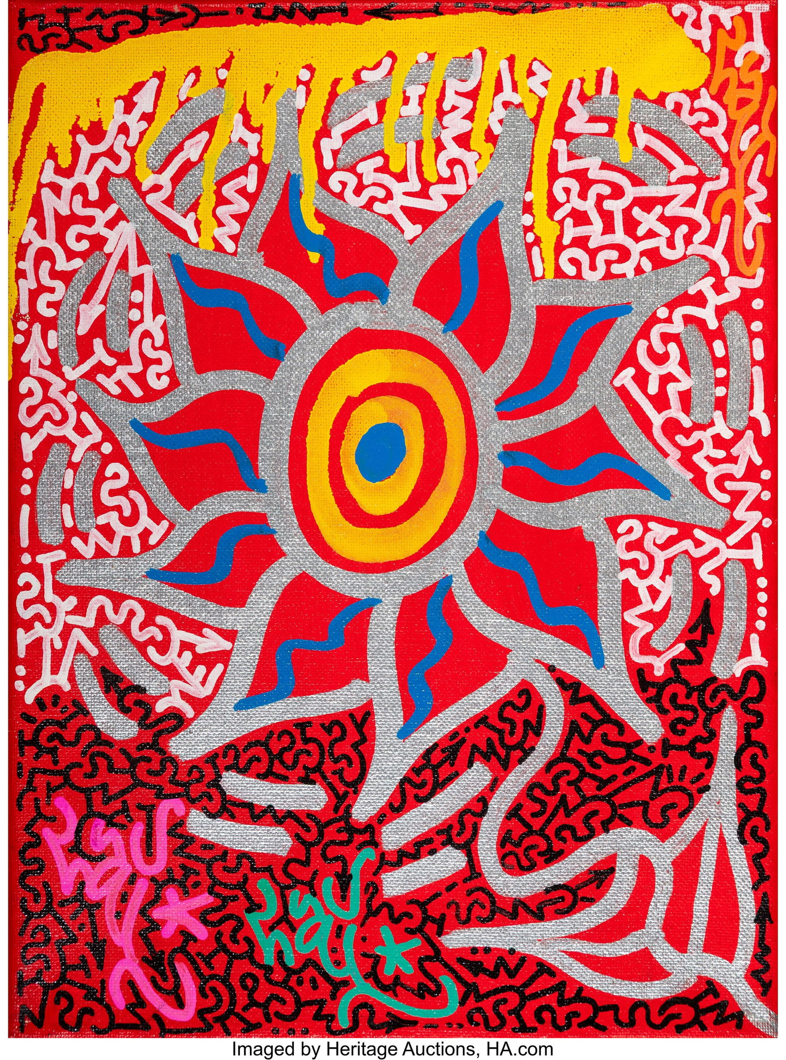 LA II (b. 1967) Untitled Acrylic and ink on canv (1 of 3)