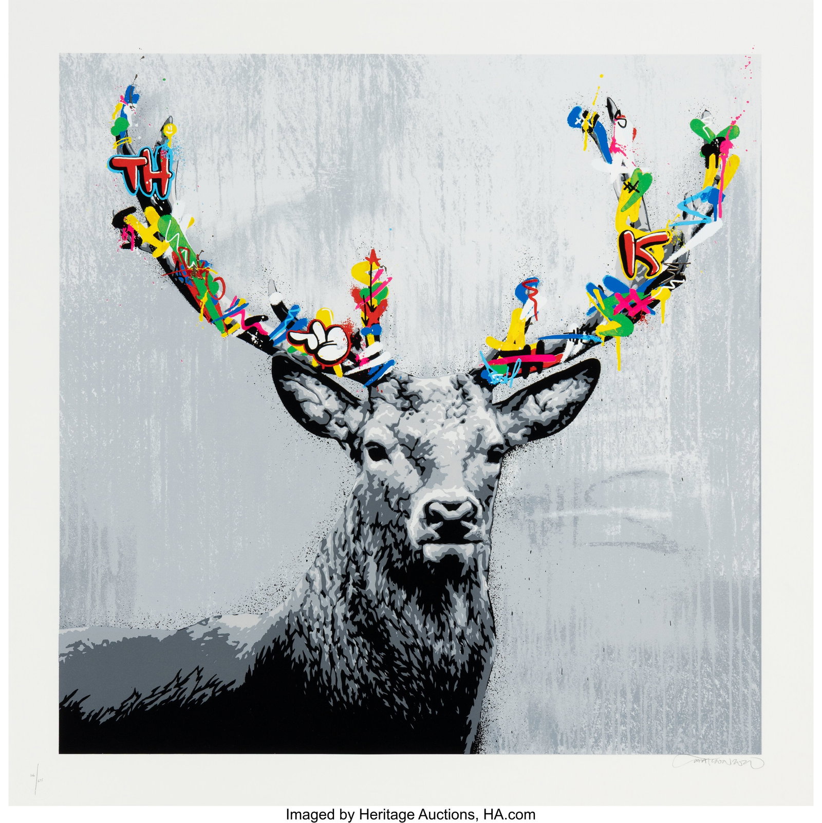 Martin Whatson (b. 1984) The Stag, 2020 Screenpr: Martin Whatson (b. 1984) The Stag, 2020 Screenprint in colors on paper 27-1/2 x 27-1/2 inches (69.8 x 69.8 cm) (sheet) Ed. 106&s
