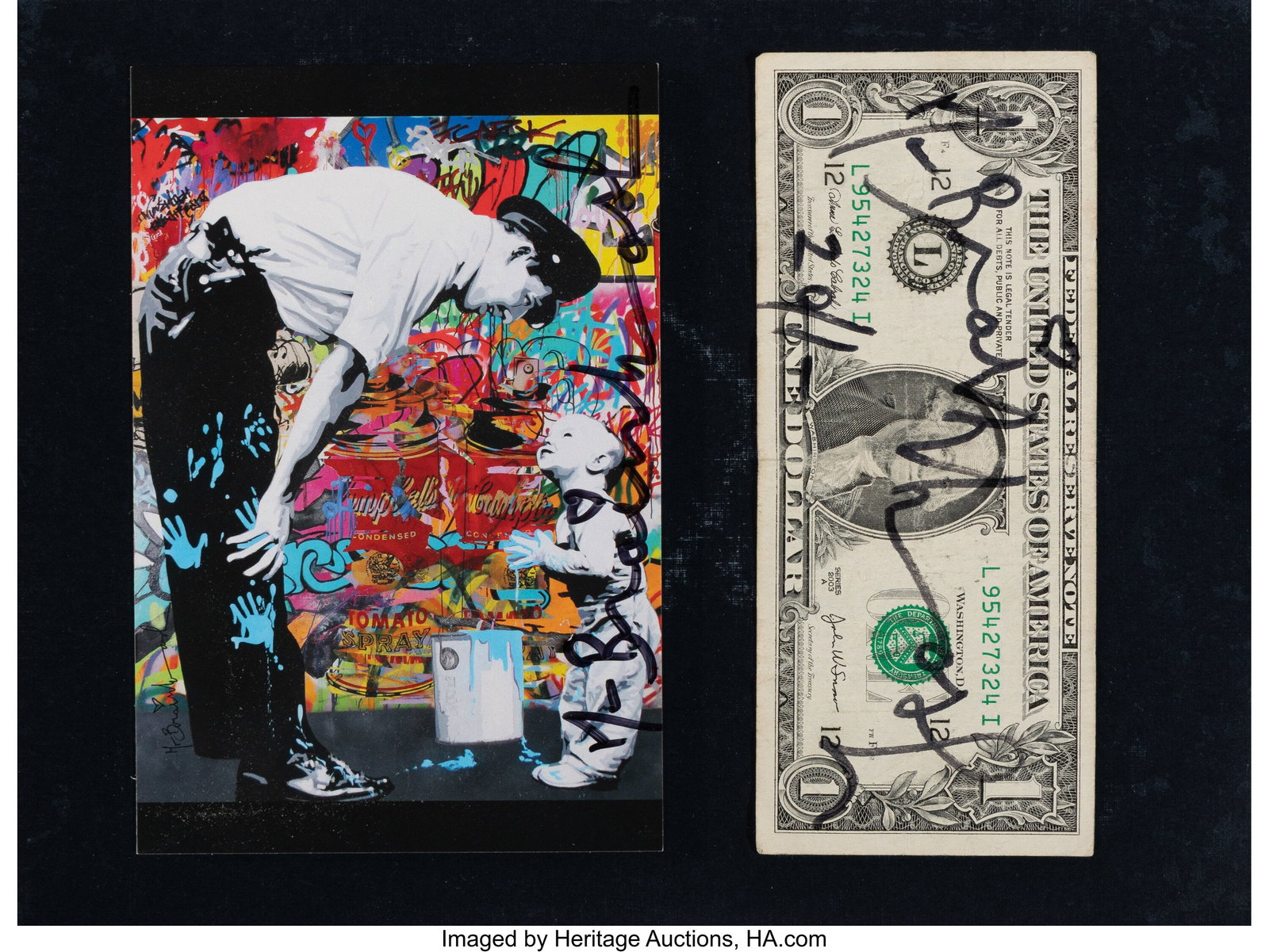 Mr. Brainwash (b. 1966) Signed One-Dollar Bill a (1 of 1)