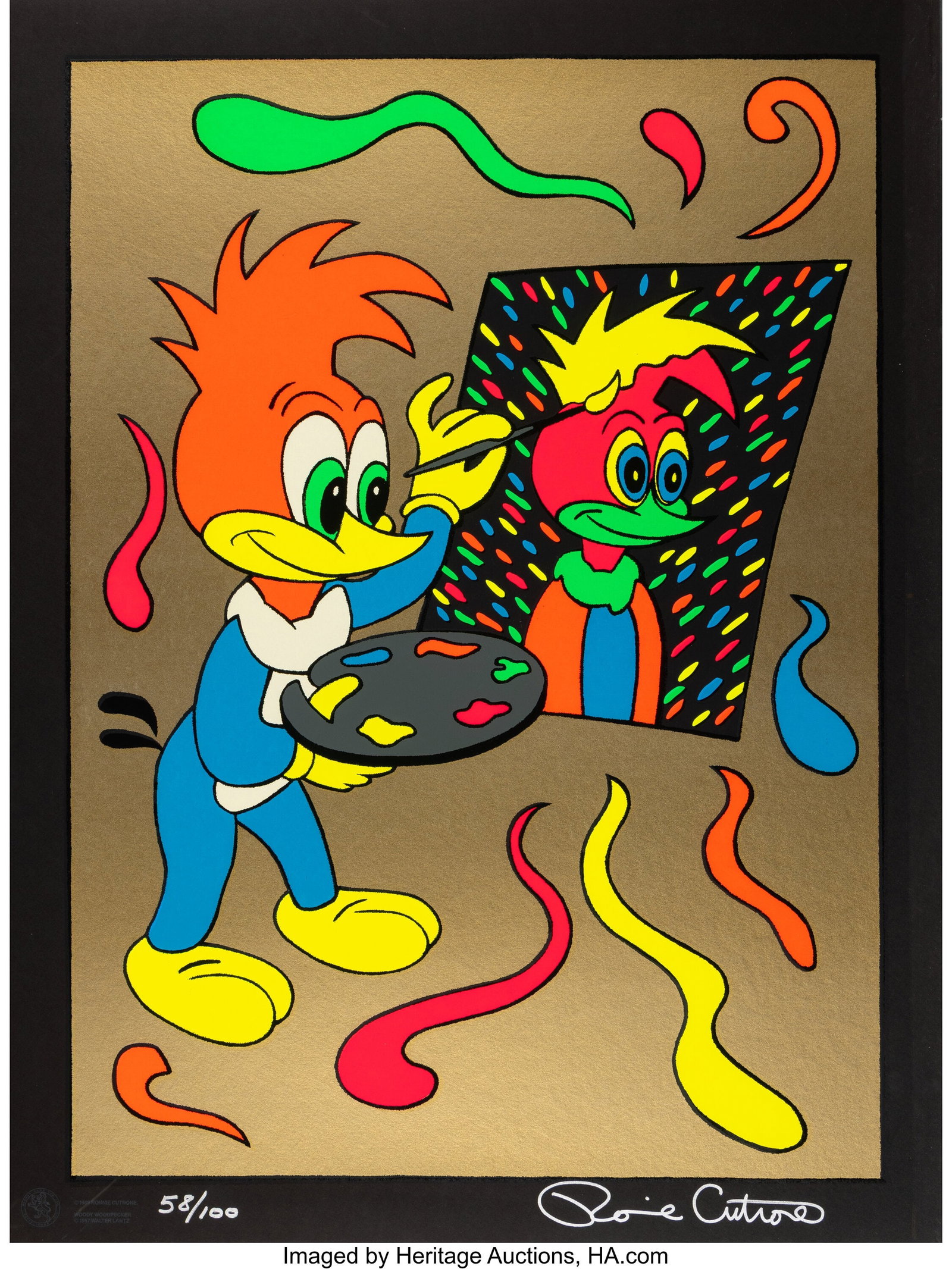 Ronnie Cutrone (1948-2013) Putting Your Face On,: Ronnie Cutrone (1948-2013) Putting Your Face On, 1989 Serigraph in colors on paper 40 x 30 inches (101.6 x 76.2 cm) (sheet) H.E. 58/