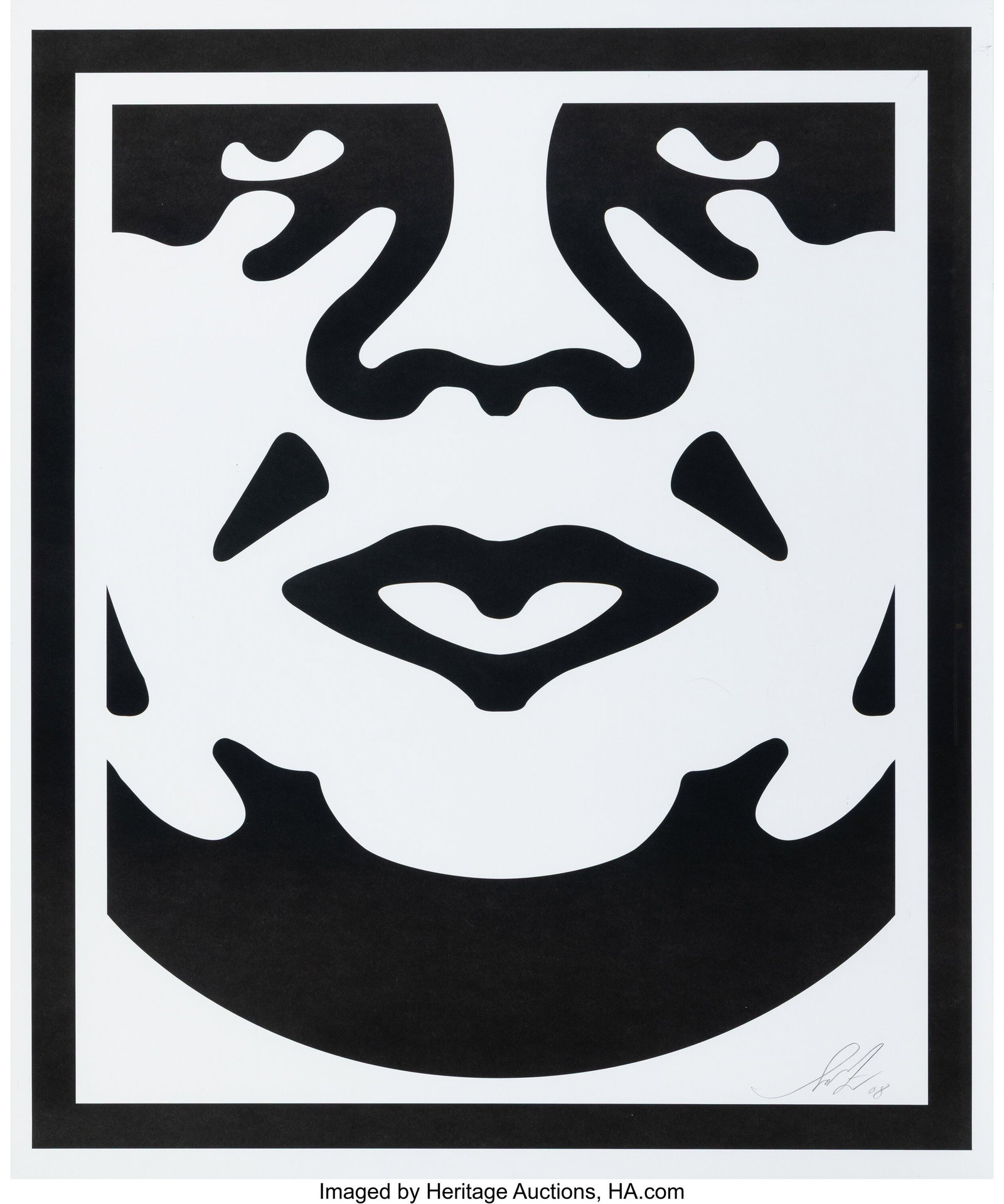 Shepard Fairey (b. 1970) Obey 3-Face (Bottom), 2: Shepard Fairey (b. 1970) Obey 3-Face (Bottom), 2008 Offset lithograph on paper 30 x 25 inches (76.2 x 63.5 cm) (sheet) Signed and dat
