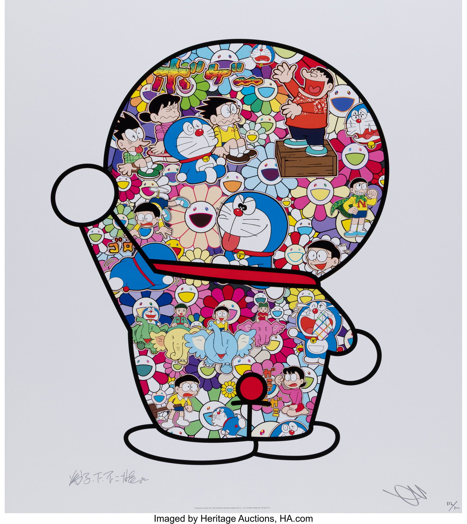Takashi Murakami X Fujiko F. Fujio Doraemon's Da: Takashi Murakami X Fujiko F. Fujio Doraemon's Daily Life, 2018 Offset lithograph in colors on smooth wove paper 25-3/4 x 22-1/2 inches (65.4 x 57.1 cm) &lp