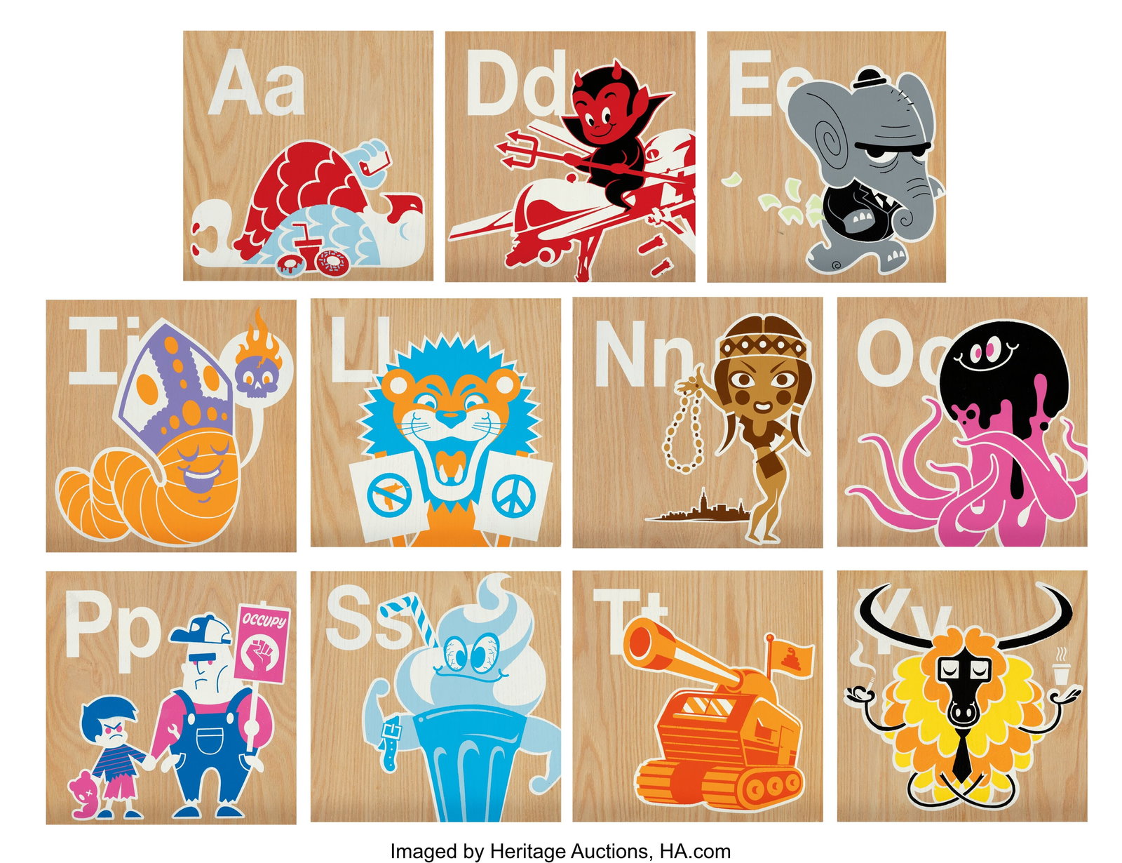 TrustoCorp (Tristan Eaton) (20th Century) Lies D: TrustoCorp (Tristan Eaton) (20th Century) Lies Dont Pay (11 works), 2011 Spray paint on wood panels 12 x 12 x 0-1/2 inches (30.5 x 30.5 x 1&p