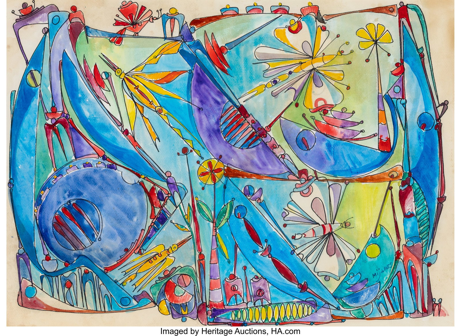 Jose Maria Mijares (1921-2004) Abstract Watercol: Jose Maria Mijares (1921-2004) Abstract Watercolor on paper 22 x 30 inches (55.9 x 76.2 cm) (sheet) Signed lower right: Mijares PROVENANCE: Priv