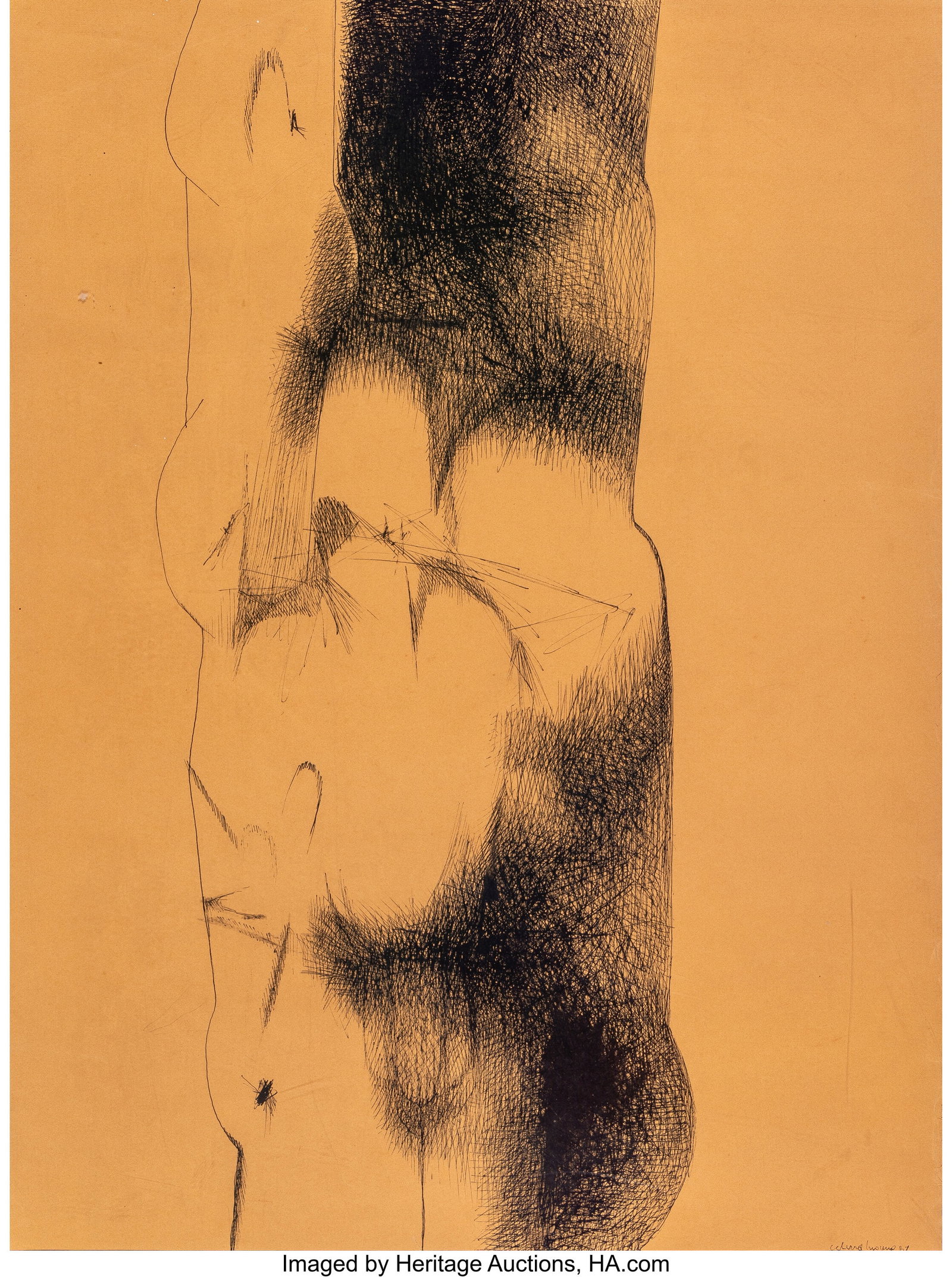 Servando Cabrera Moreno (1923-1981) Erotic Figur: Servando Cabrera Moreno (1923-1981) Erotic Figure, 1967 Ink on Canson & Montgolfier Vidalon-lès-Annonay paper 26-5/8 x 19-3/4 inches (67.6 x 50.2 