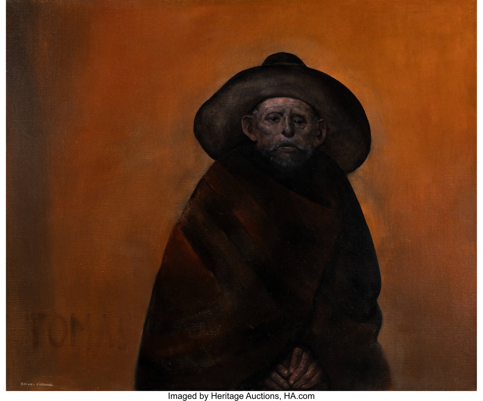 Rafael Coronel (1932-2019) Viejo de Calera (Toma: Rafael Coronel (1932-2019) Viejo de Calera (Tomas), 1966 Oil on canvas 40 x 47 inches (101.6 x 119.4 cm) Signed lower left: Rafael Coronel Signe