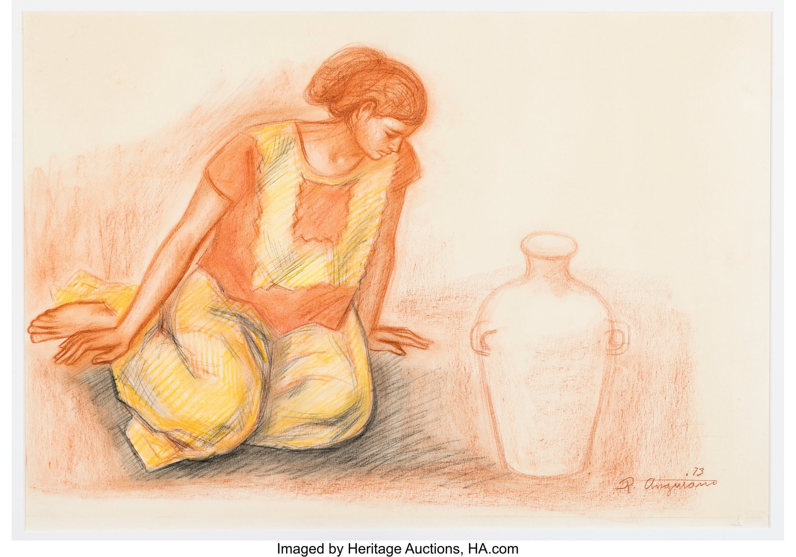 Raúl Anguiano (1915-2006) Mujer con vasija, 197 (1 of 3)