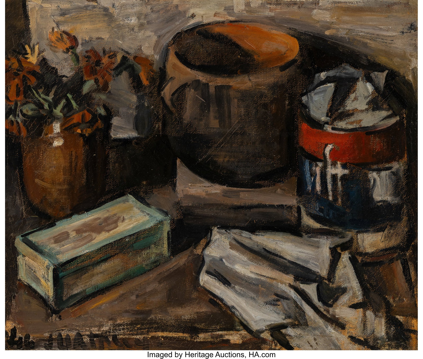 Julio Alpuy (1919-2009) La naturaleza muerta, 19: Julio Alpuy (1919-2009) La naturaleza muerta, 1944 Oil on canvas 16-7/8 x 20-3/8 inches (42.9 x 51.8 cm) Signed and dated lower left: JUALPUY