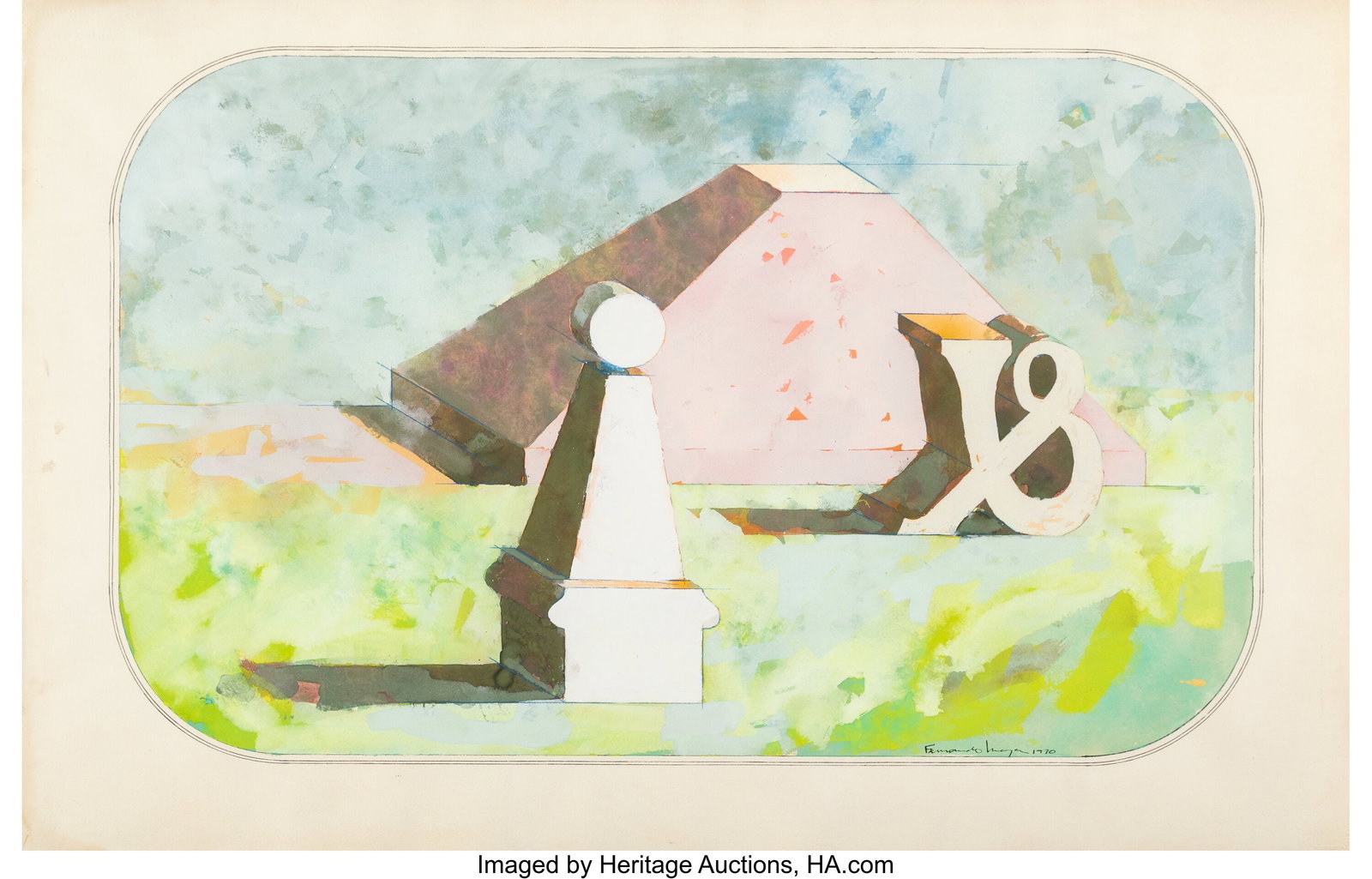 Fernando Maza (b. 1936) Untitled (Noget), 1970 A: Fernando Maza (b. 1936) Untitled (Noget), 1970 Acrylic on Arches paper 25-1/2 x 39-3/4 inches (64.8 x 101.0 cm) (sheet)