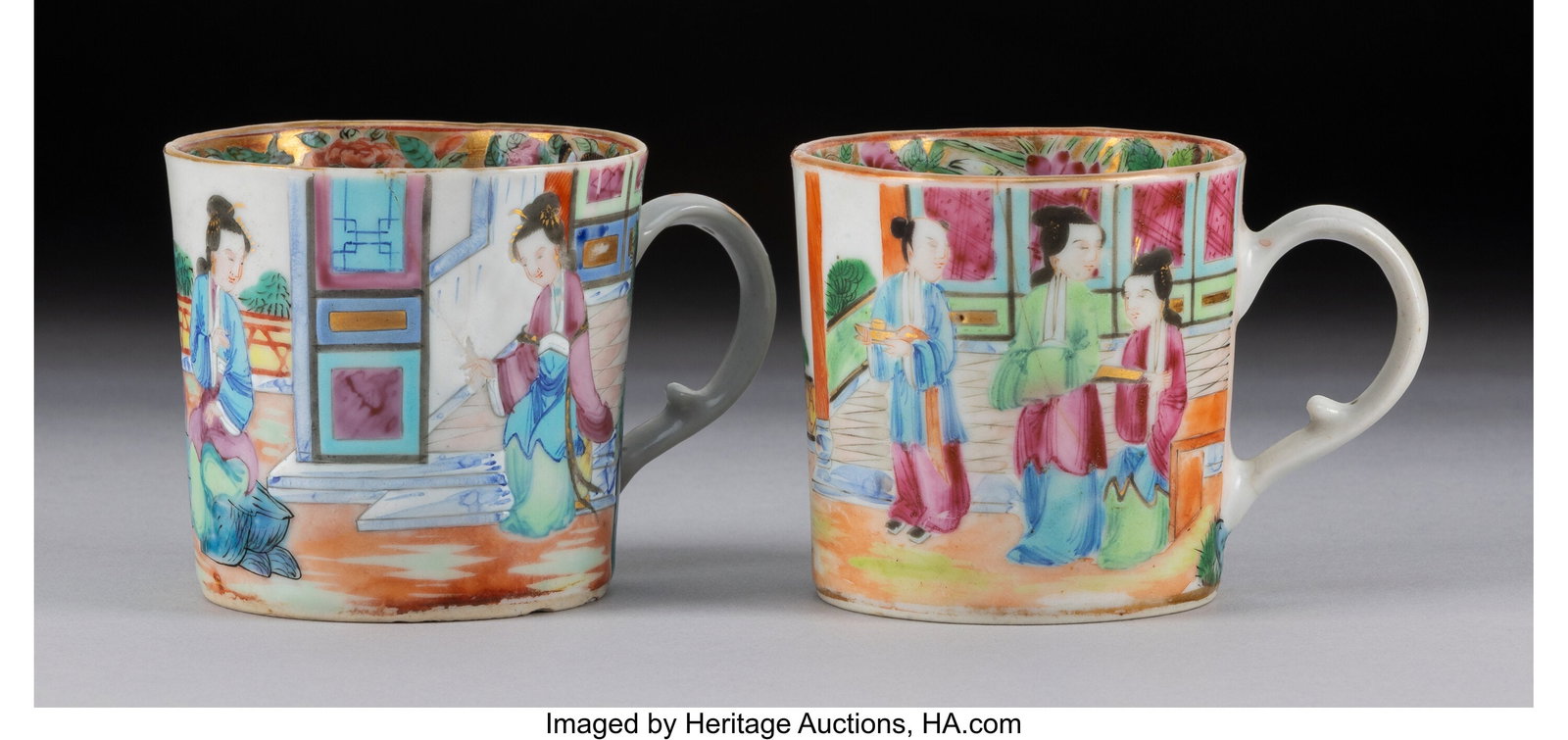 Two Chinese Export Famille Rose Cups, 19th centu: Two Chinese Export Famille Rose Cups, 19th century 2-1/2 x 3-1/2 x 2-1/2 inches (6.3 x 8.9 x 6.3 cm) (each) HID03101062020 © 2026 Herita