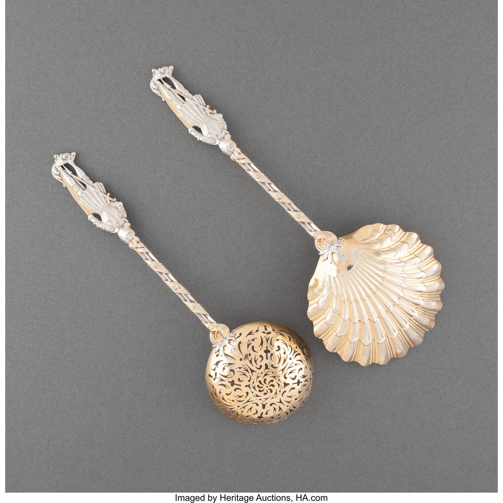 Two Emile Puiforcat Partial Gilt Silver Serving  - 2