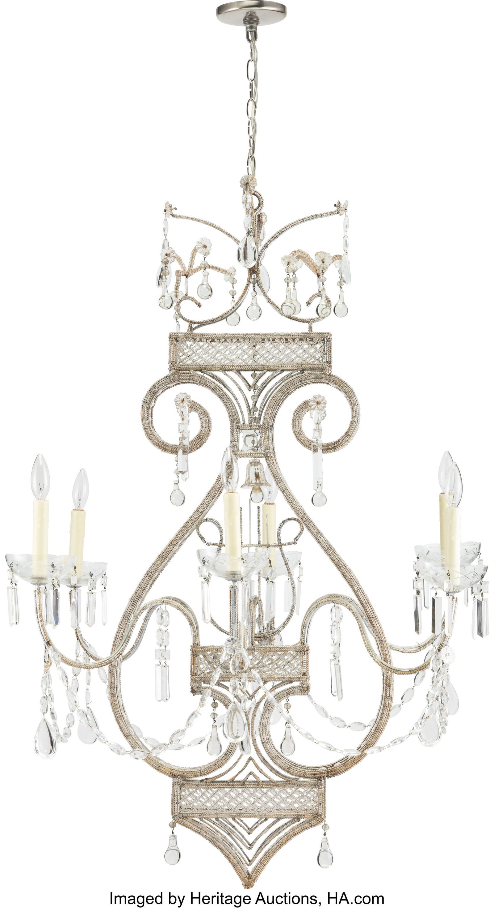 A Neoclassical-Style Beaded Glass and Silvered M (1 of 3)