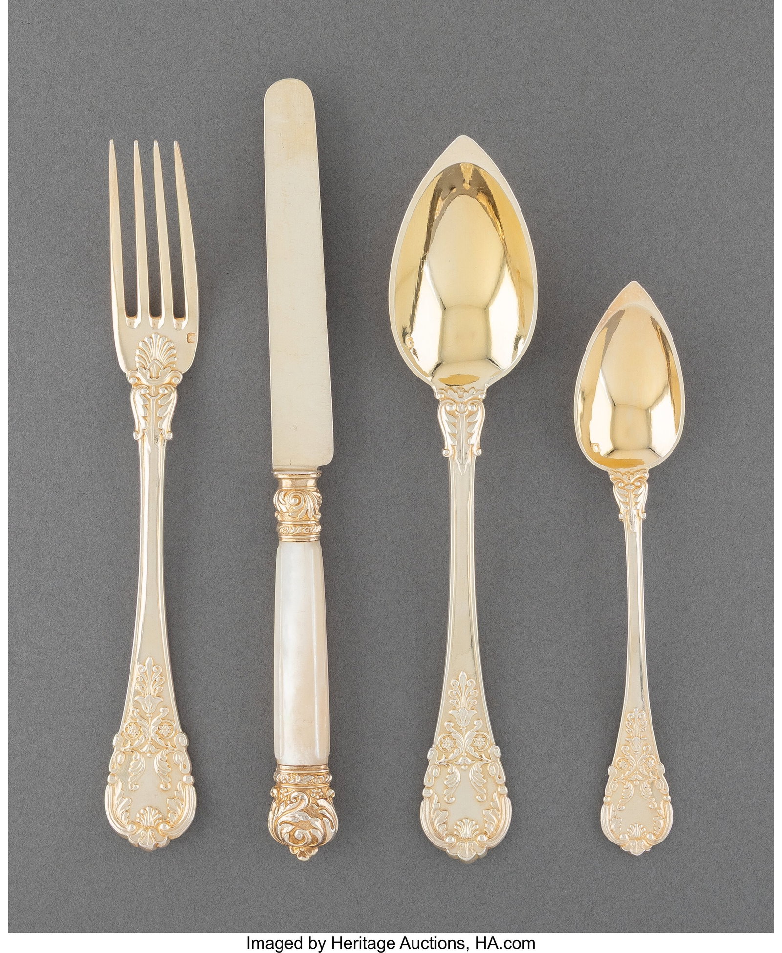 A Married Ninety-Piece French Partial Gilt Silve (1 of 6)