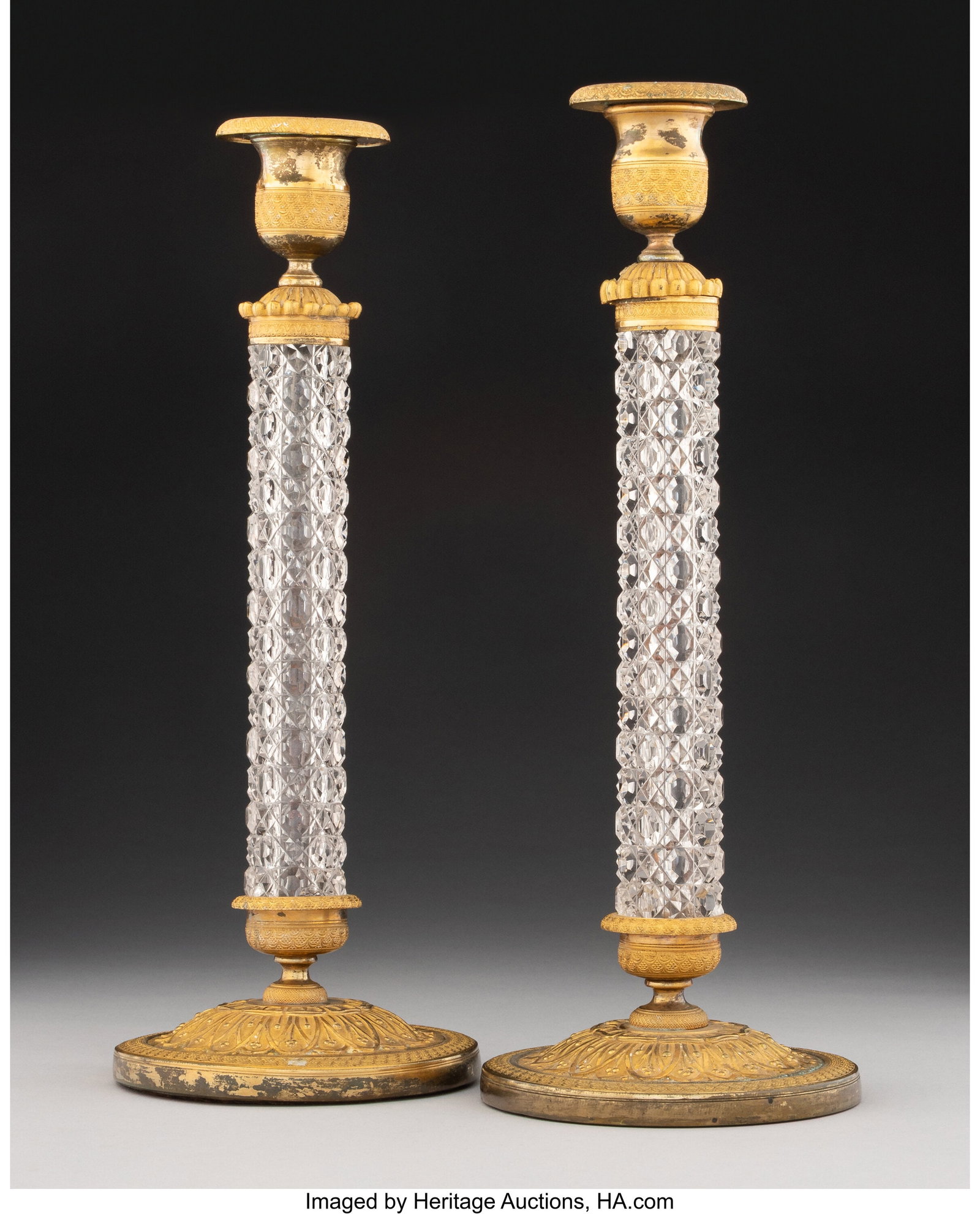 Two Empire-Style Cut-Glass and Gilt Bronze-Mount (1 of 2)