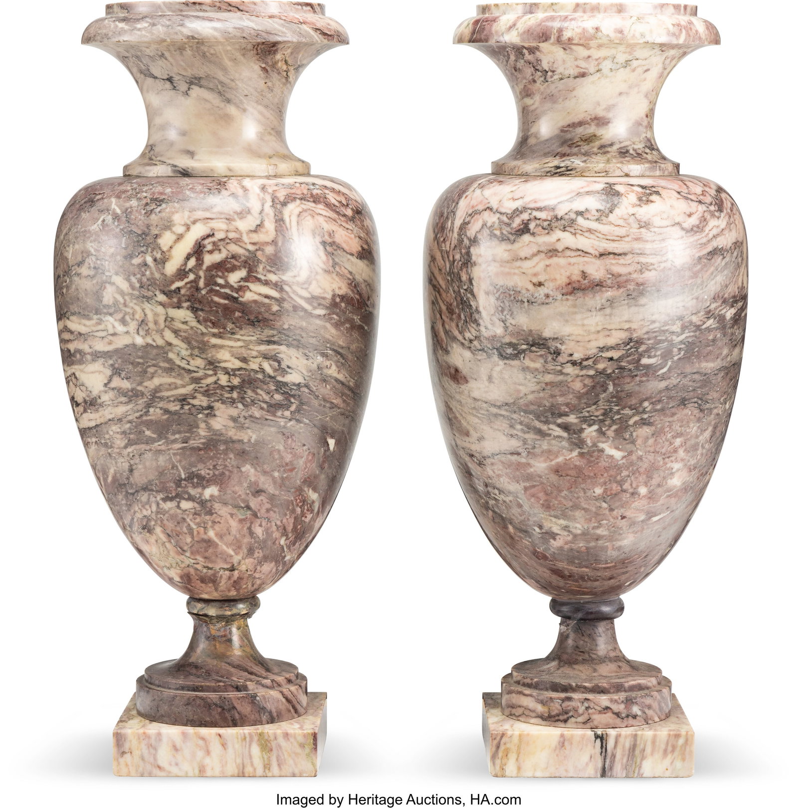 A Pair of Carved Marble Urns, 20th century 27 x  (1 of 3)
