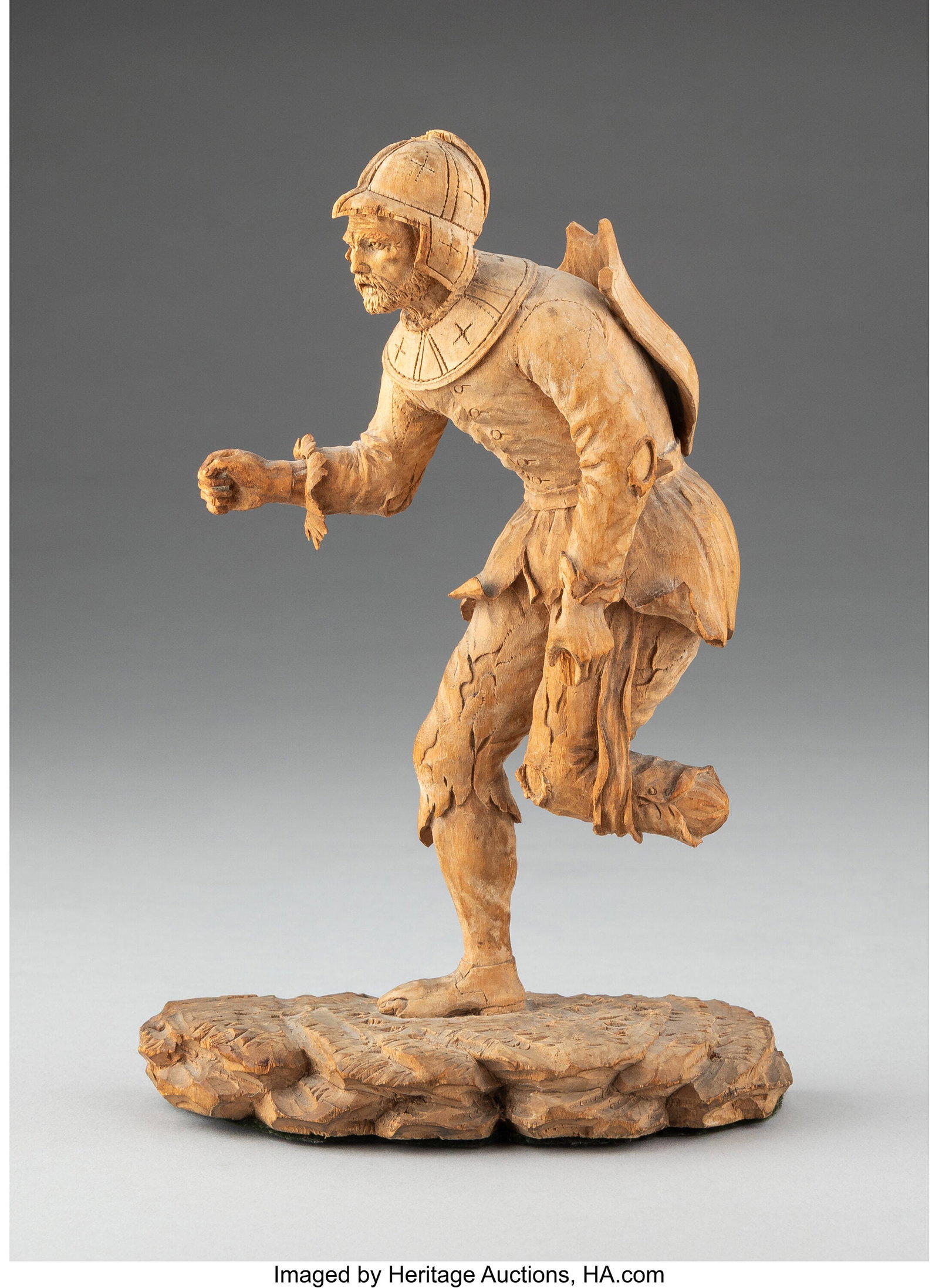 A Robert Carpenter Carved Wood Figure of a Soldi: A Robert Carpenter Carved Wood Figure of a Soldier, 1798-1799 Marks: Robt. Carpenter, (effaced), Bath, 1798-1799 7-1/2 x 5 x 2-3/8 inches (1