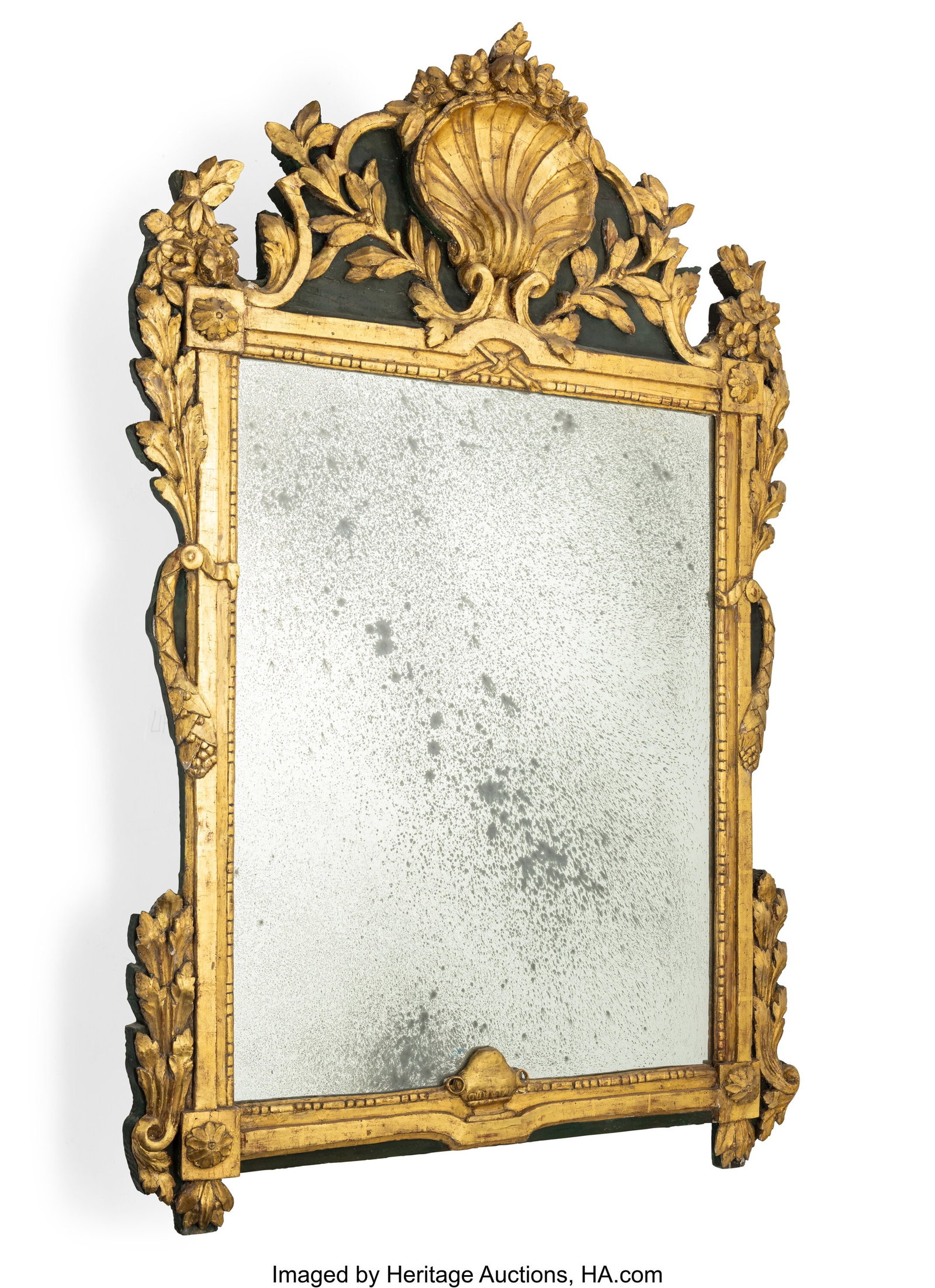 An Italian Rococo Painted and Gilt Wood Mirror, : An Italian Rococo Painted and Gilt Wood Mirror, 18th century 52 x 33-1/2 x 1-3/4 inches (132.1 x 85.1 x 4.4 cm) Property from a Rancho Santa Fe, Cali