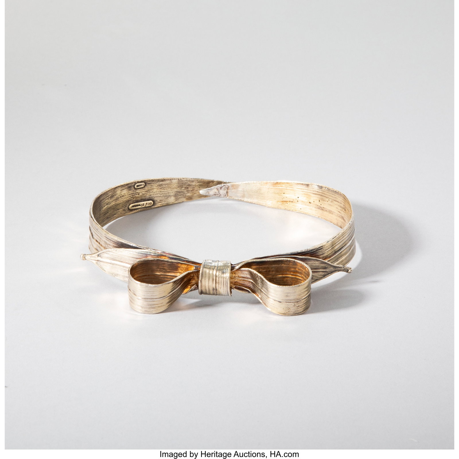 Claude Lalanne Nœud Necklace, designed circa 19: Claude Lalanne Nœud Necklace, designed circa 1980, manufactured 1983 Artcurial Silver 0-3/4 x 4-3/4 x 5 inches (1.9 x 12.1 x 12.7 cm) Ed&period