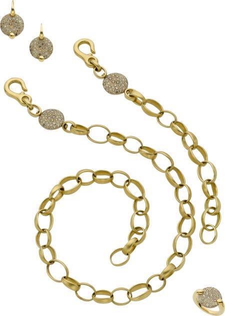 Pomellato Diamond, Gold Jewelry Suite: Pomellato Diamond, Gold Jewelry Suite From the Sabbia Collection, in 18k g