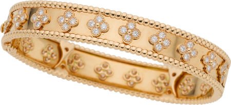 Van Cleef & Arpels Diamond, Gold Bracelet: Van Cleef & Arpels Diamond, Gold Bracelet From the Perlée Collection - Clover model, an