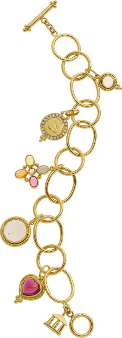Temple St. Clair Multi-Stone, Diamond, Gold Brac: Temple St. Clair Multi-Stone, Diamond, Gold Bracelet 18k gold Arno<