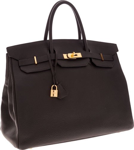Hermes 40cm Black Togo Leather Birkin Bag with G: Hermes 40cm Black Togo Leather Birkin Bag with Gold Hardware Very Good to Excellent Con