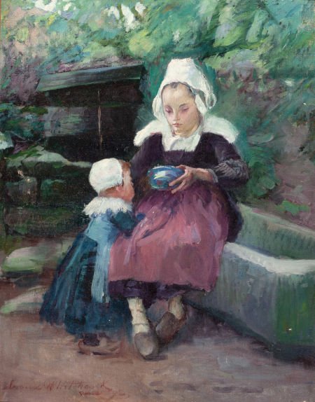 LUCIUS WOLCOTT HITCHCOCK (American, 1868-1942) M: LUCIUS WOLCOTT HITCHCOCK (American, 1868-1942) Mother Feeding Child, 1892 Oil