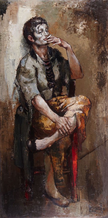 ALBERT LOCCA (Swiss, 1895-1966) The Joker, 1955: ALBERT LOCCA (Swiss, 1895-1966)The Joker, 1955Oil on canvas39-1/2 x 19-