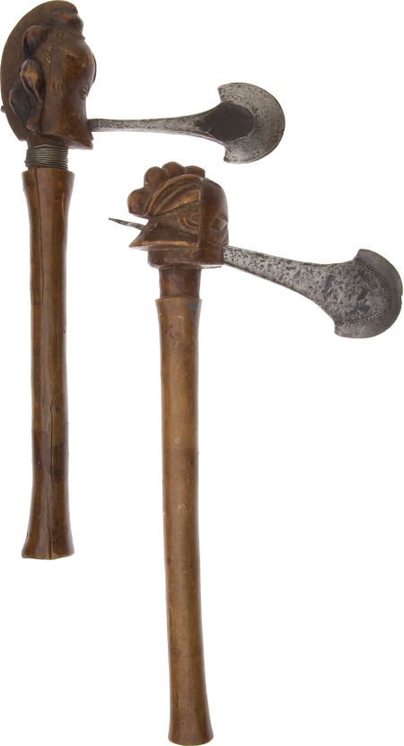 FOUR AFRICAN ETHNOGRAPHIC CEREMONIAL AXES: FOUR AFRICAN ETHNOGRAPHIC CEREMONIAL AXES Comprising four ceremonial or prestige axes fro